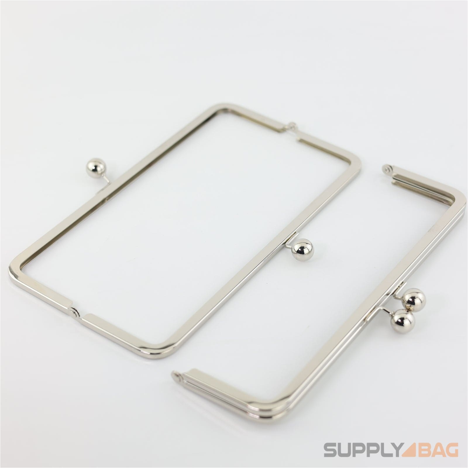 10 x 3 inch - silver large kisslock metal clutch frame