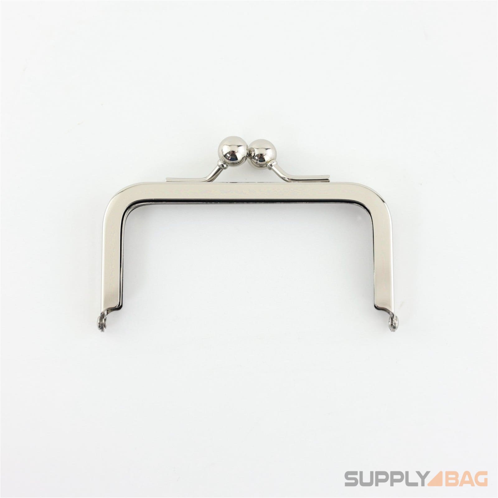 4 x 2 inch - kisslock ball clasp - silver metal purse frame