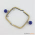 5 3/8 x 3 inch - blue ball clasp - antique brass purse frame