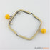 5 3/8 x 3 inch - yellow ball clasp - antique brass purse frame