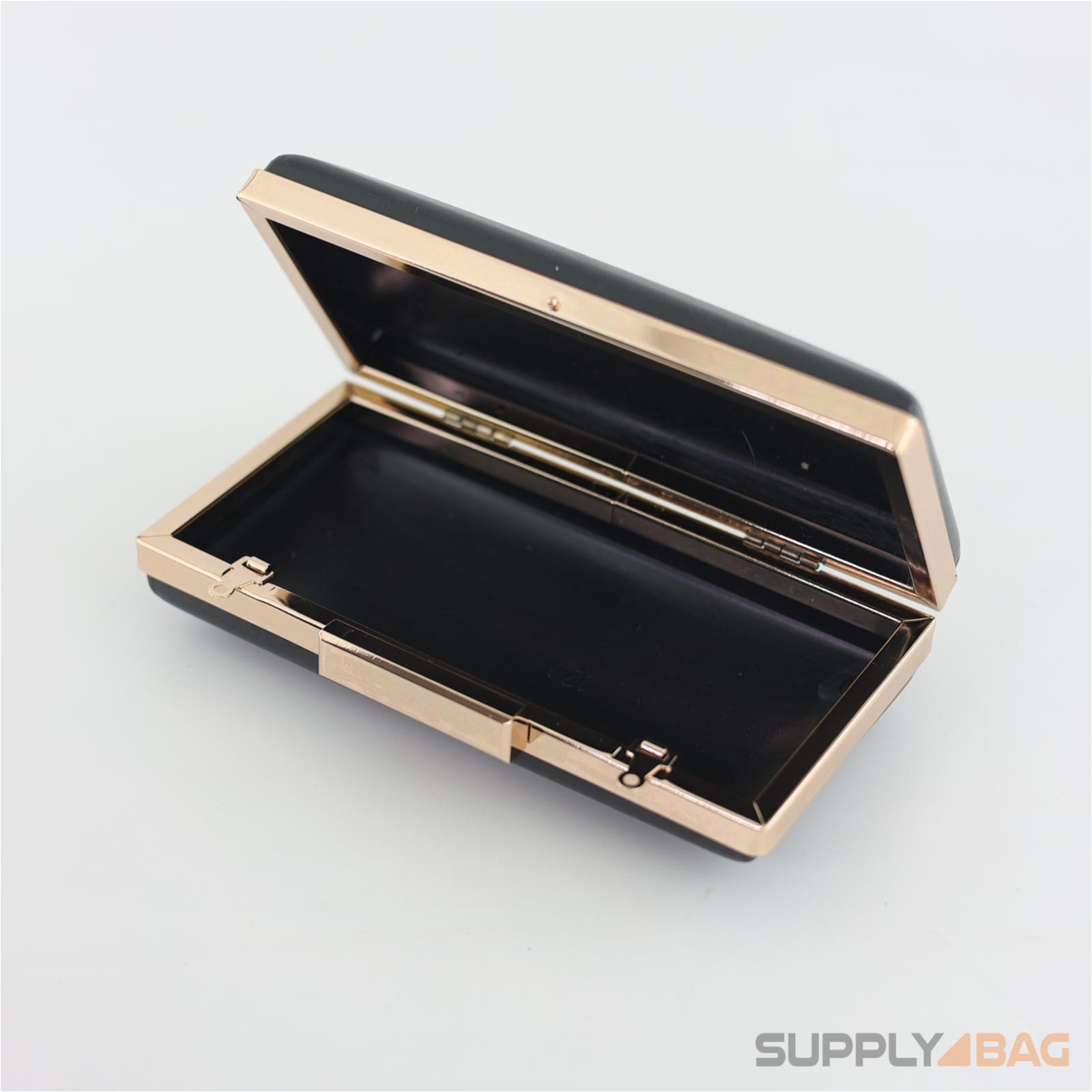 6.5 x 3 1/4 inch - gold rectangle clamshell clutch frame with covers
