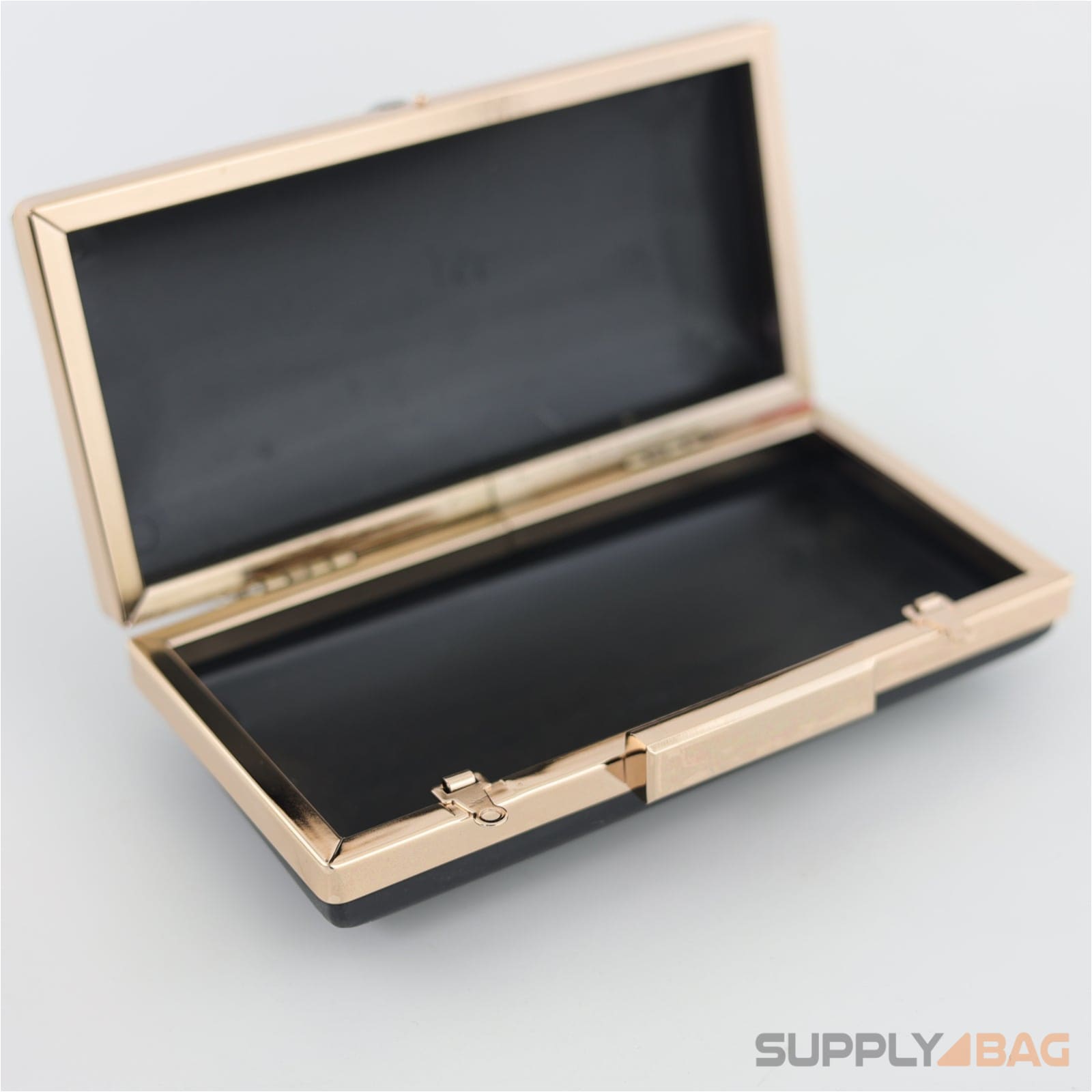 6.5 x 3 1/4 inch - gold rectangle clamshell clutch frame with covers