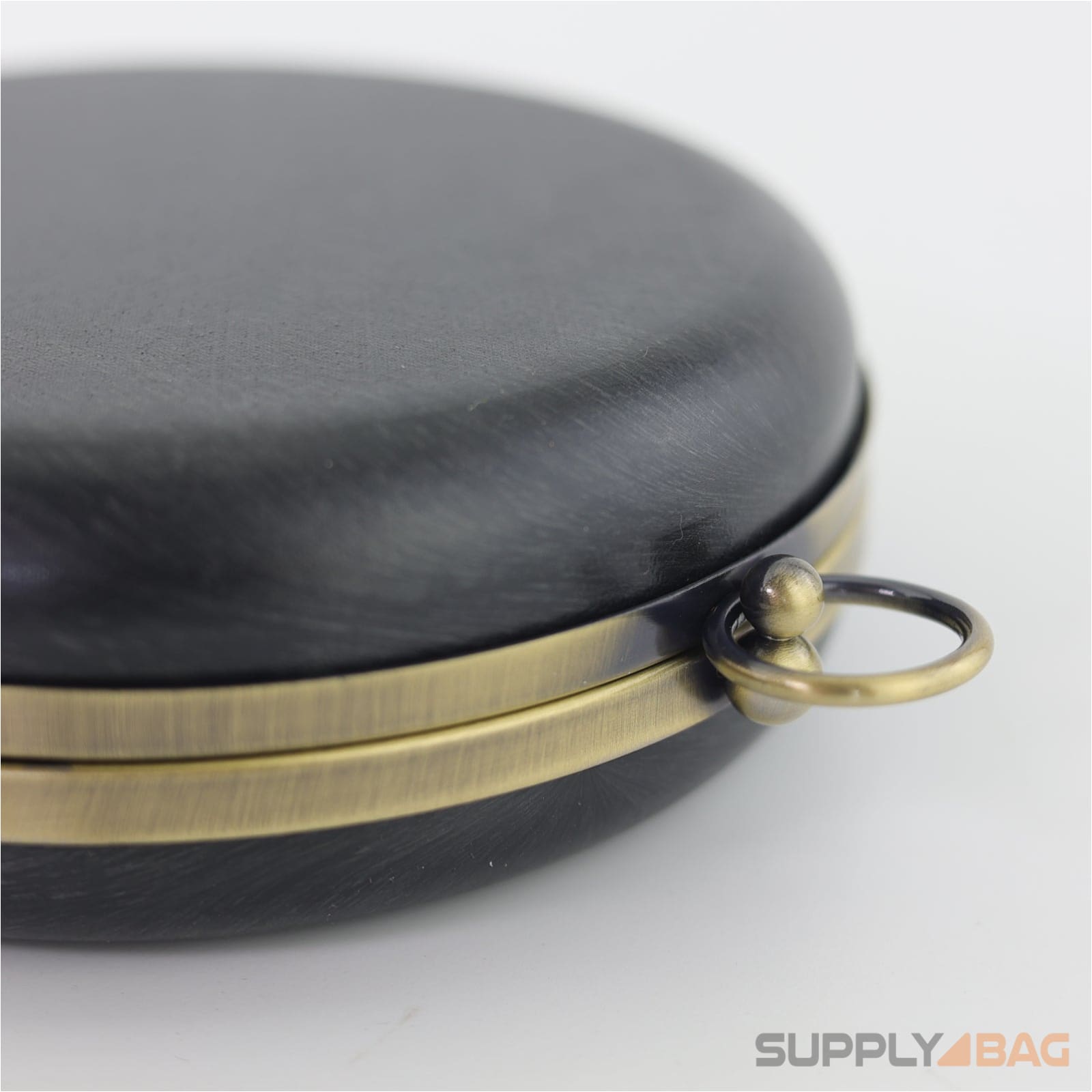 6 inch - antique brass circle clamshell clutch frame with covers