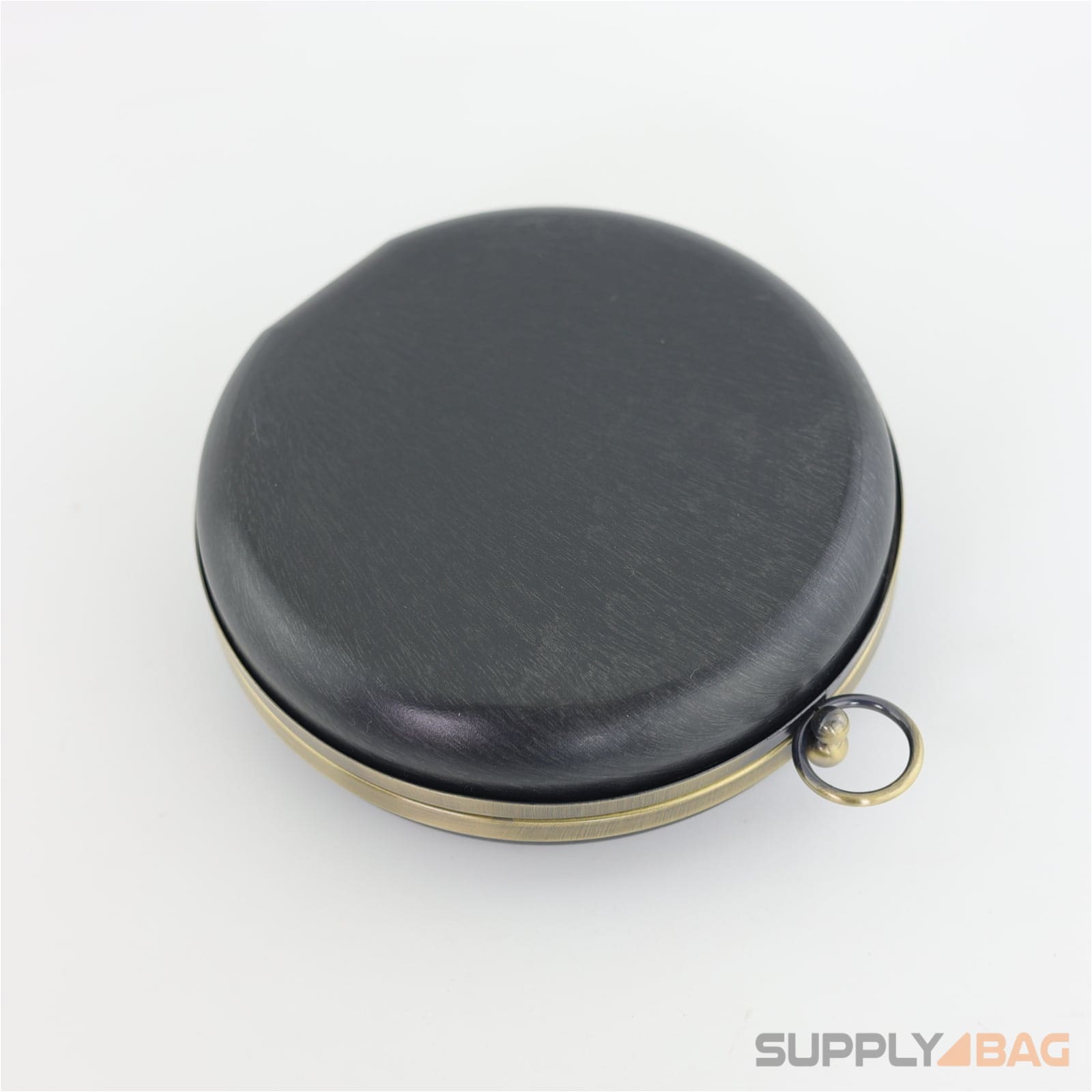 6 inch - antique brass circle clamshell clutch frame with covers