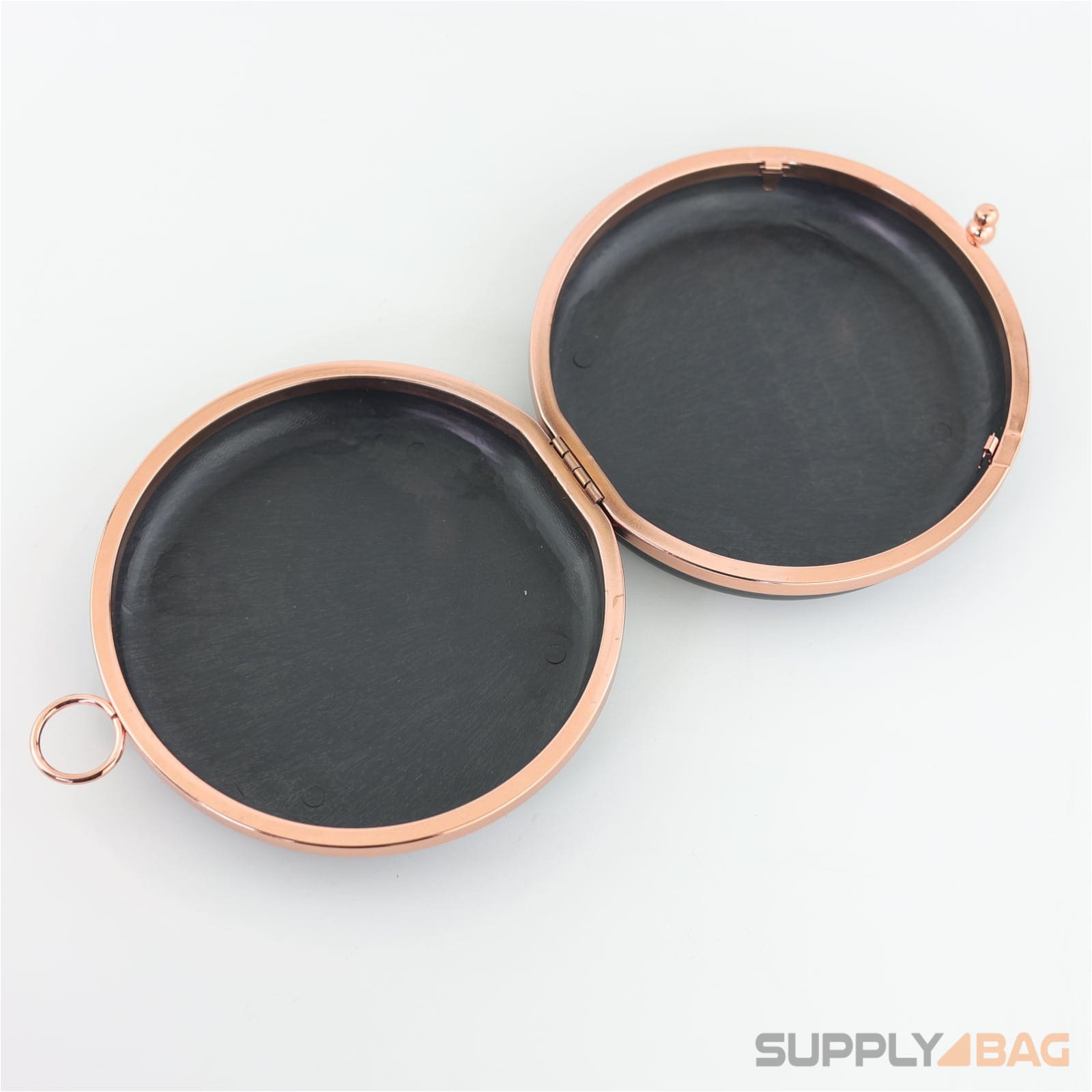 6 inch - rose gold circle clamshell clutch frame with covers