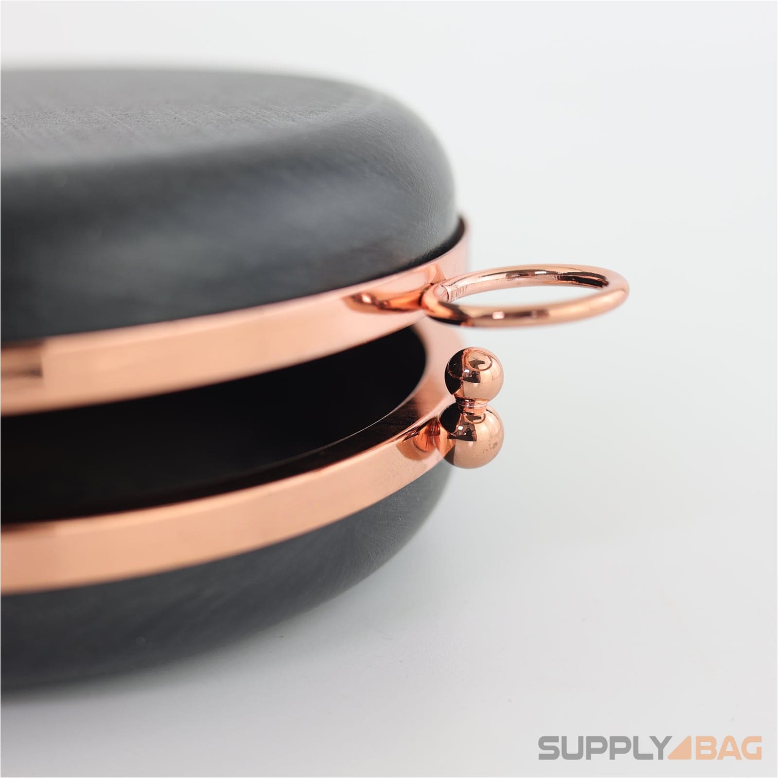 6 inch - rose gold circle clamshell clutch frame with covers