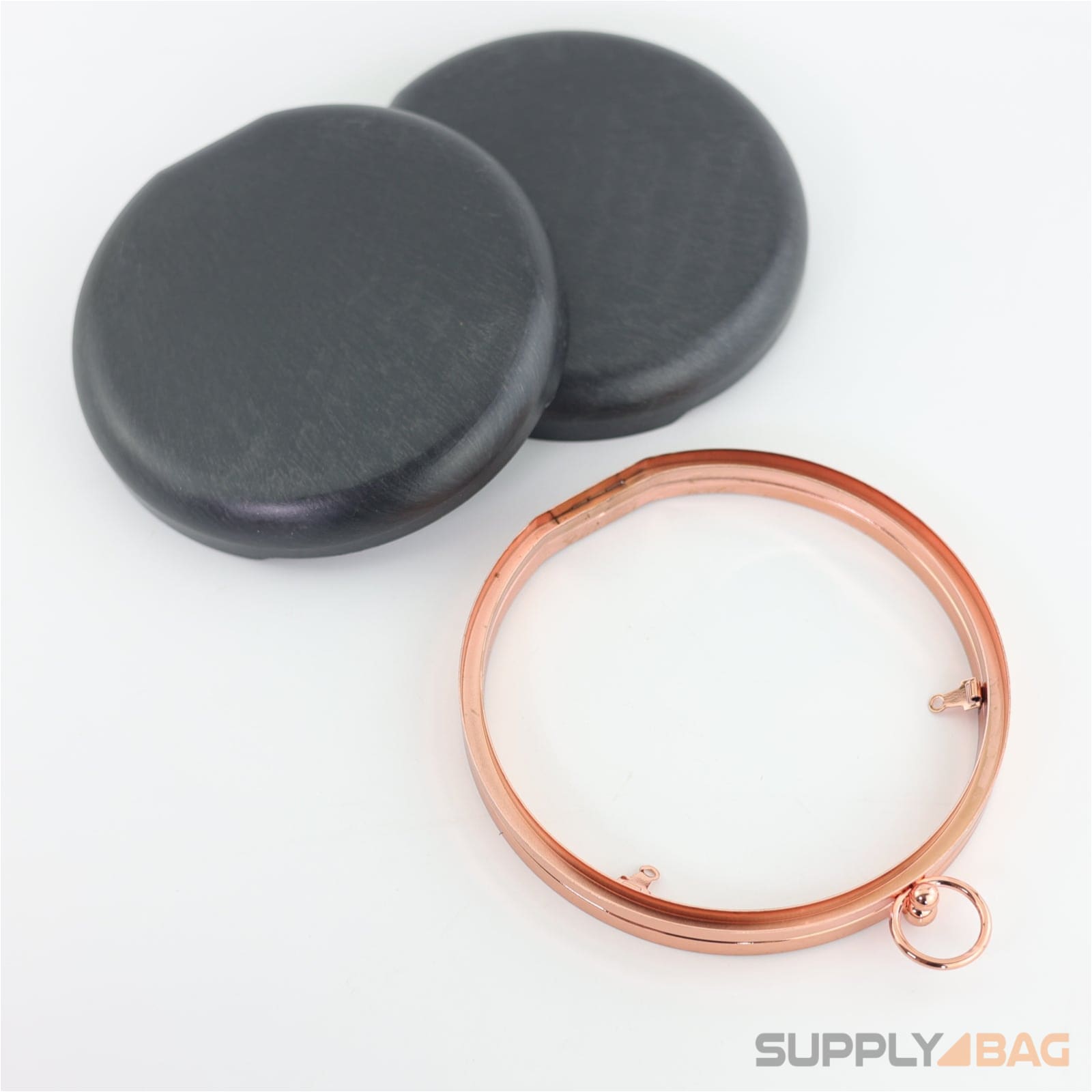6 inch - rose gold circle clamshell clutch frame with covers
