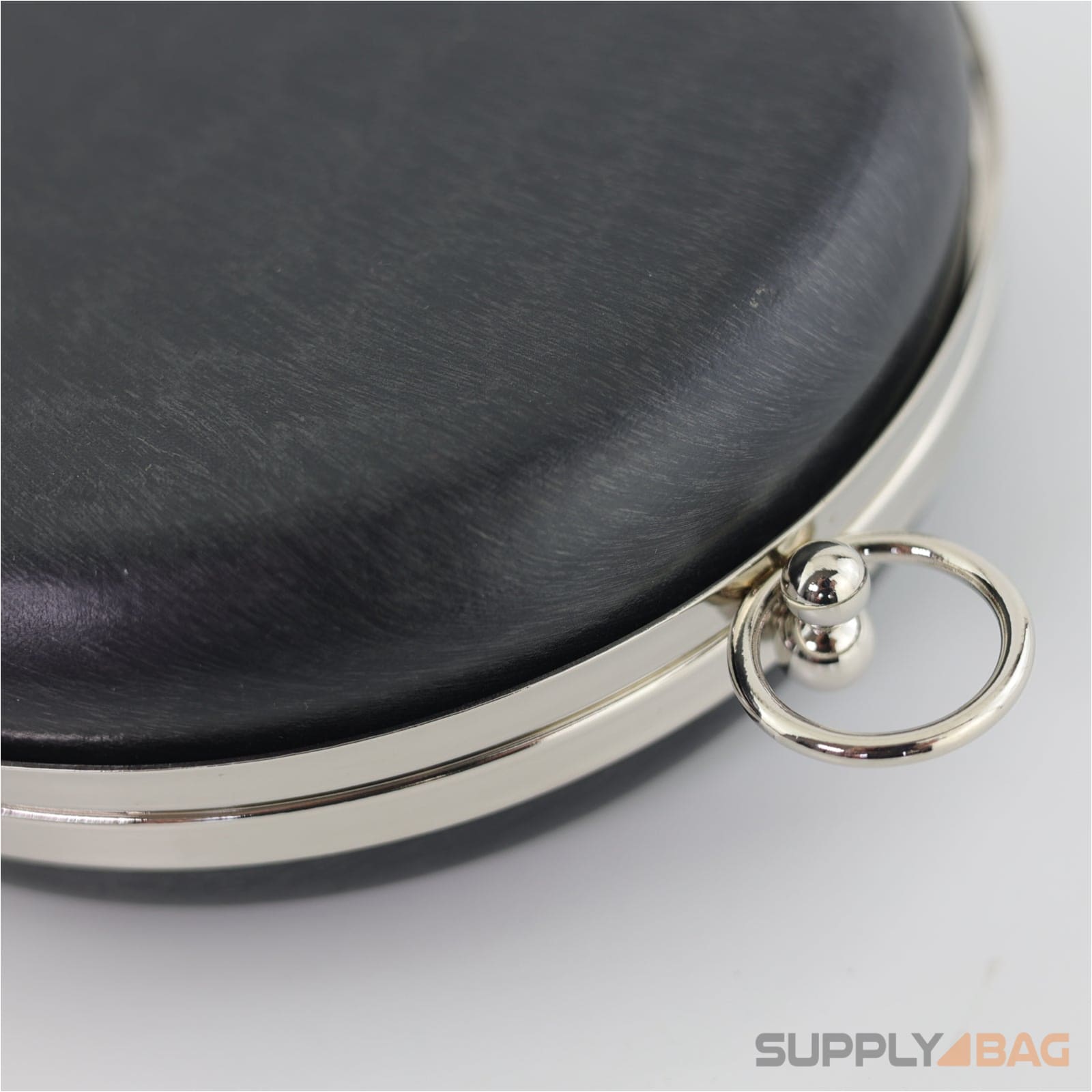 6 inch - silver circle clamshell clutch frame with covers