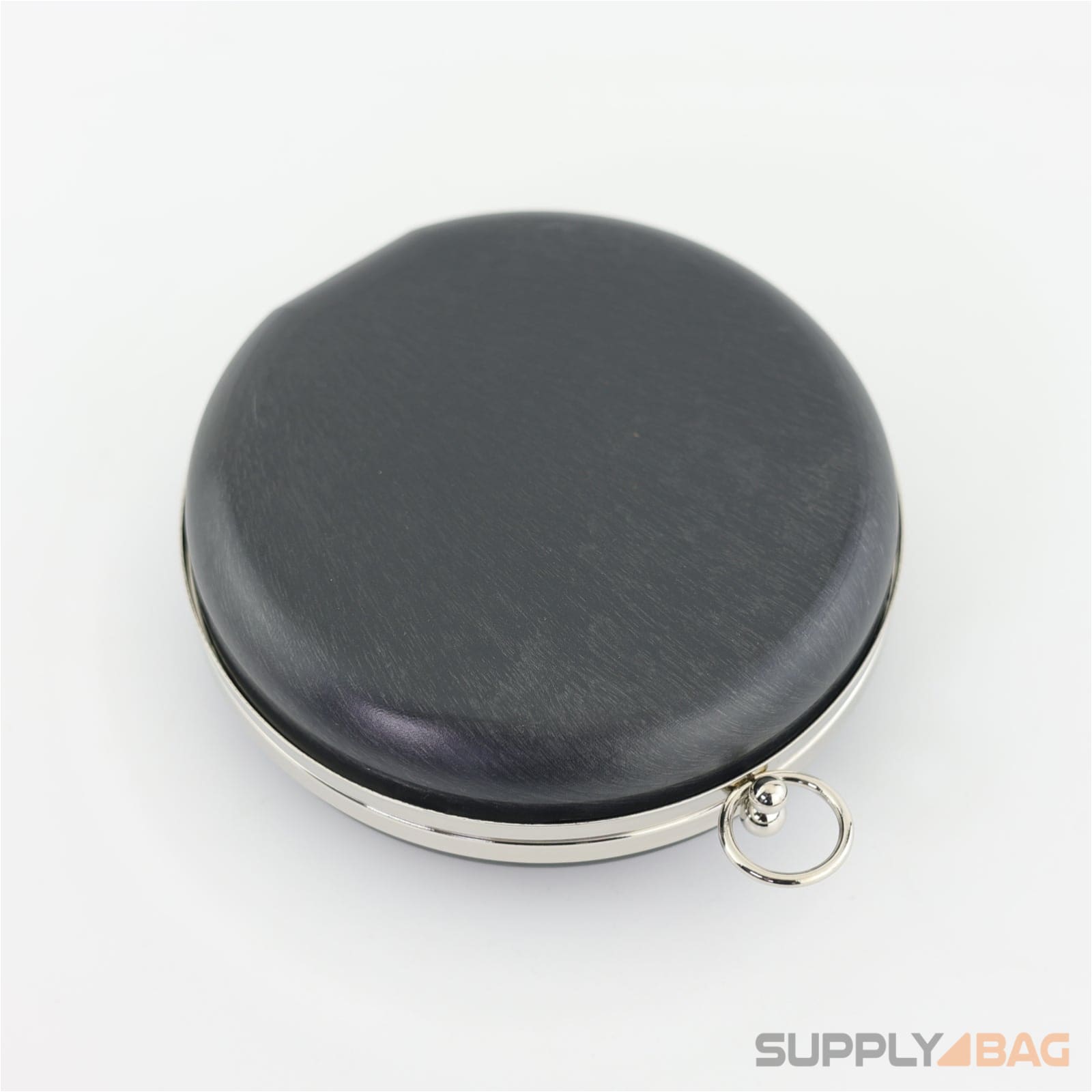 6 inch - silver circle clamshell clutch frame with covers