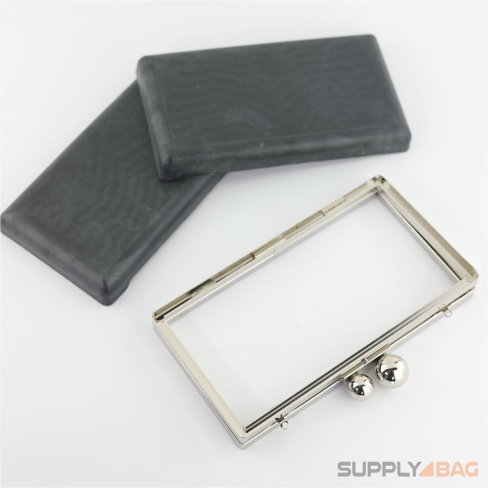 7 3/8 x 4 1/8 inch - ball closures - silver rectangle clamshell