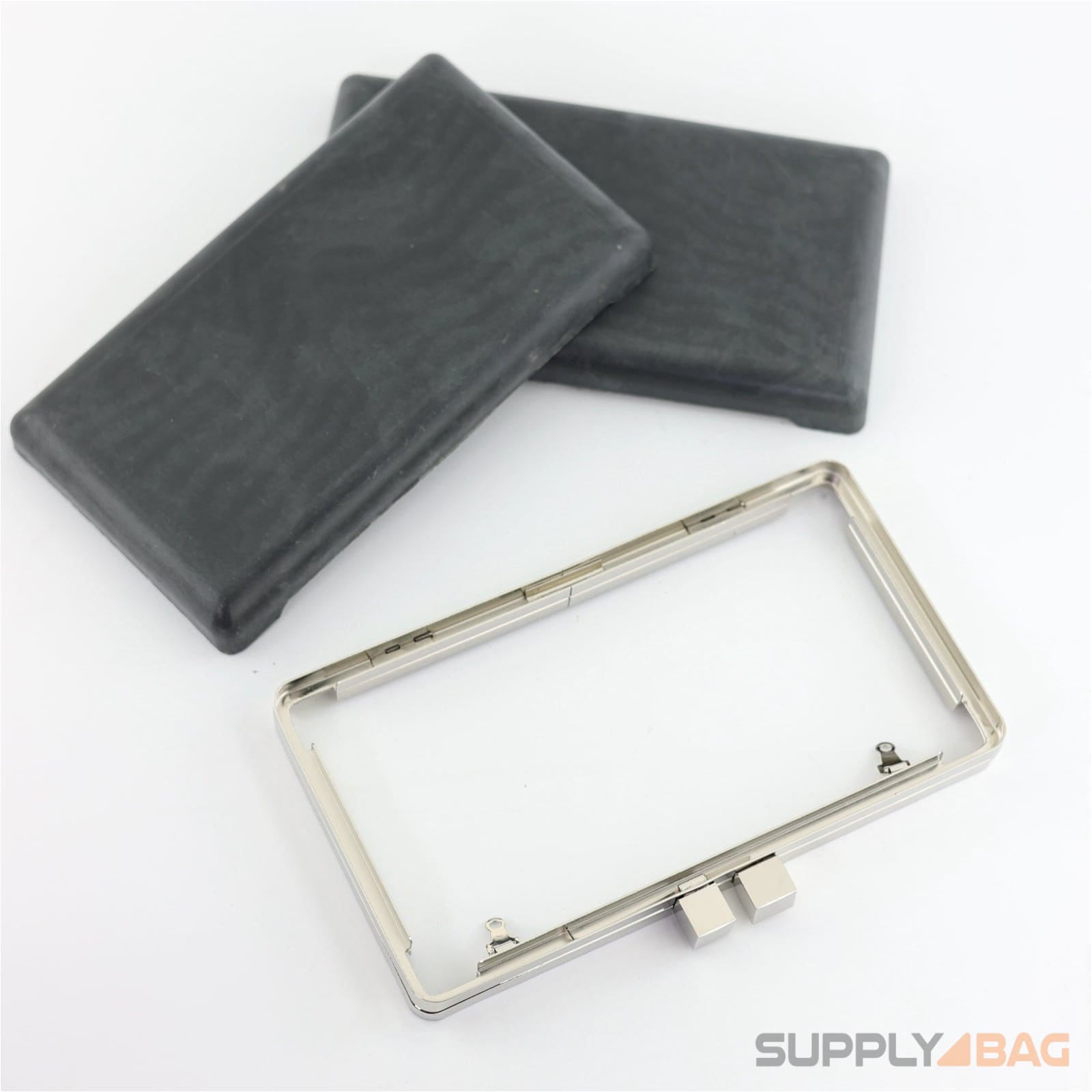 7 3/8 x 4 1/8 inch - square closures - silver rectangle clamshell