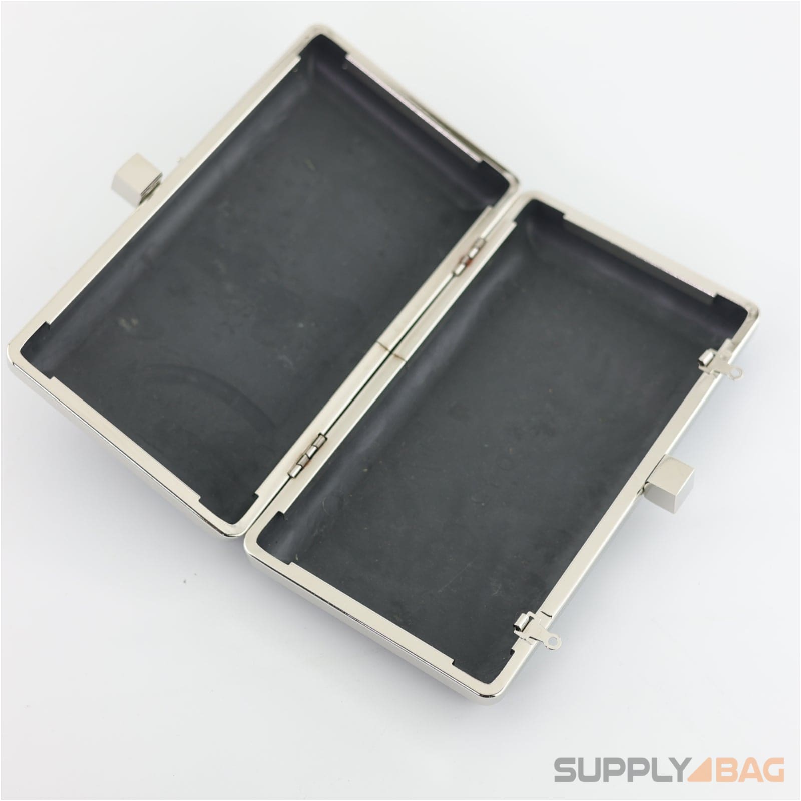 7 3/8 x 4 1/8 inch - square closures - silver rectangle clamshell