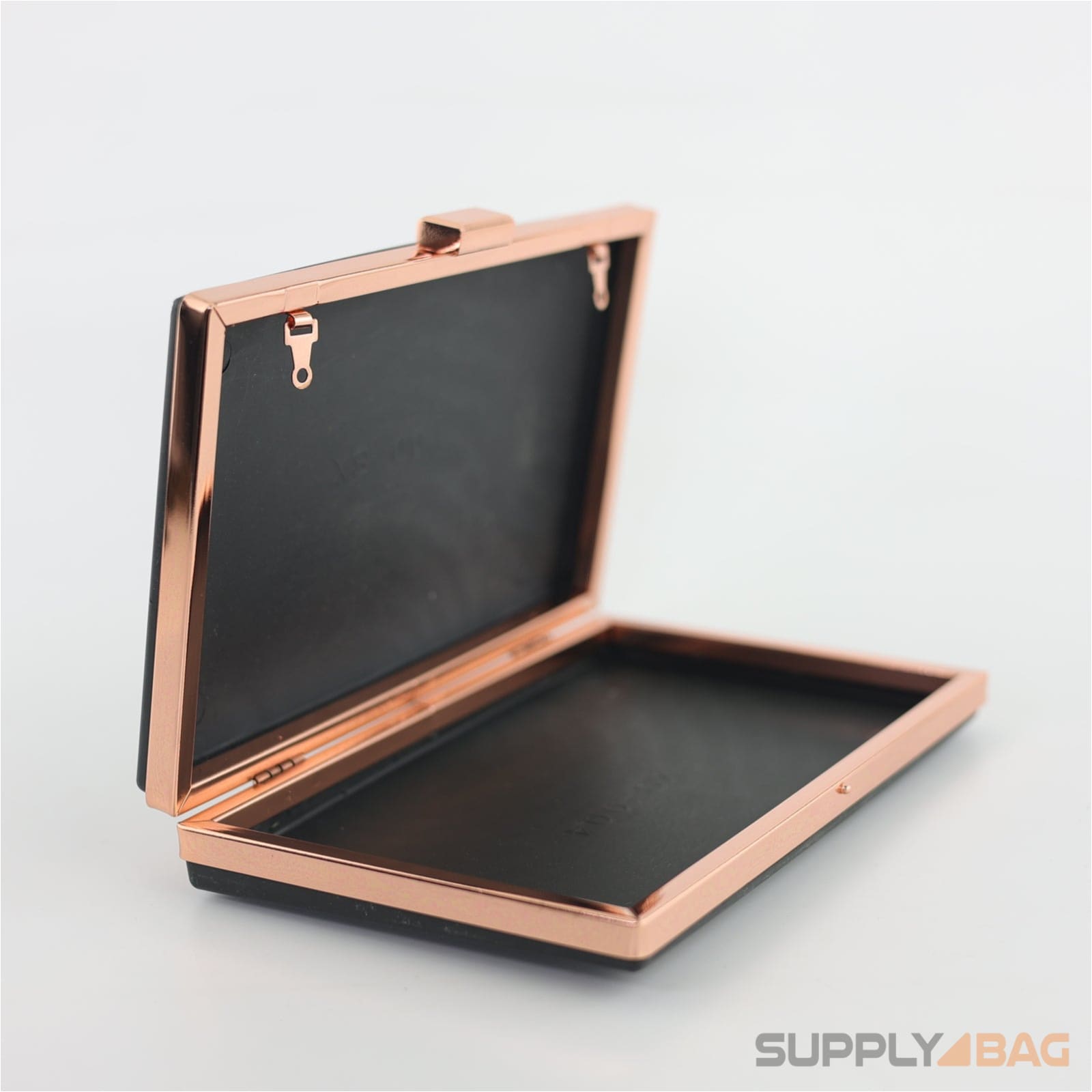 7 7/8 x 4 3/4 inch - rose gold clamshell clutch frame with covers