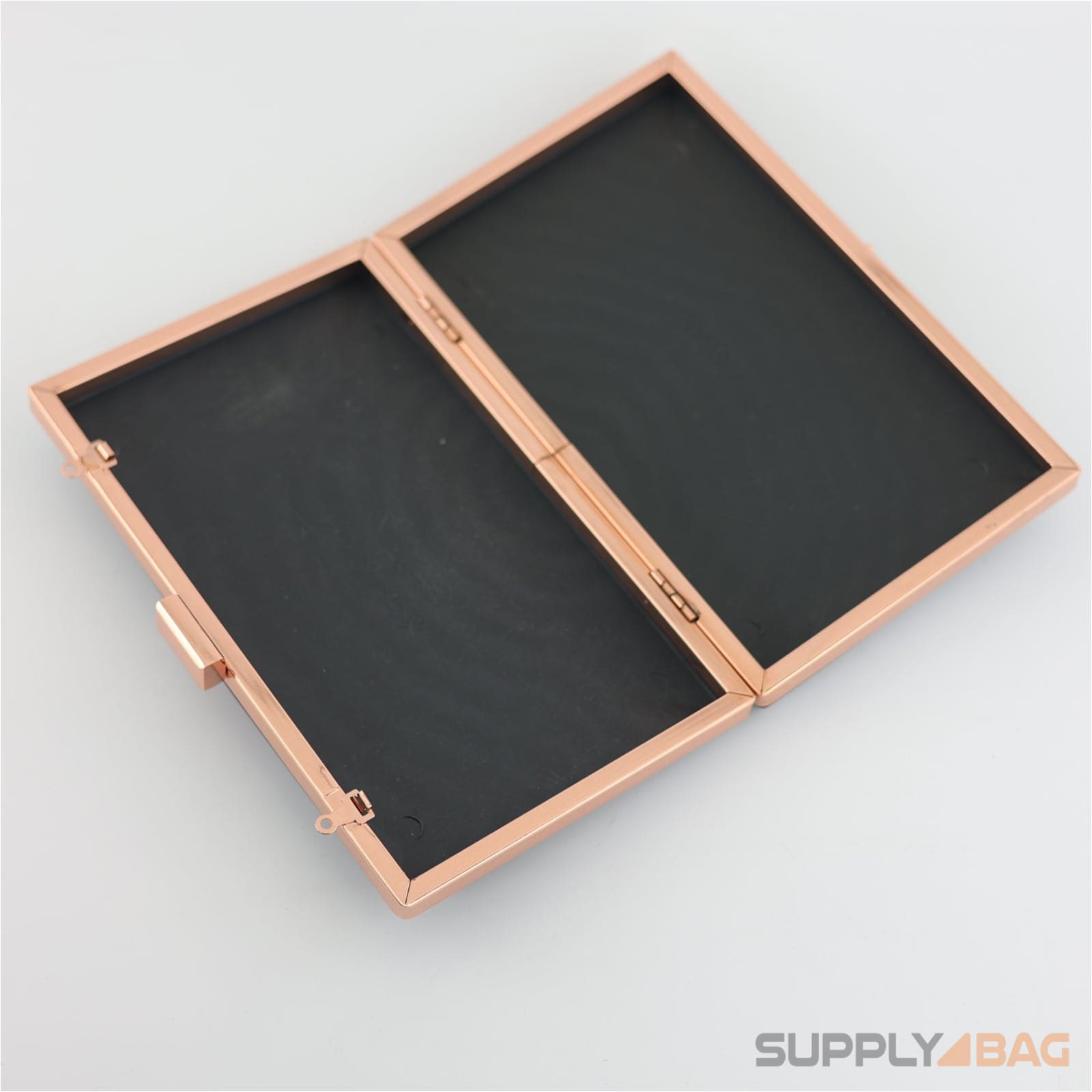 7 7/8 x 4 3/4 inch - rose gold clamshell clutch frame with covers
