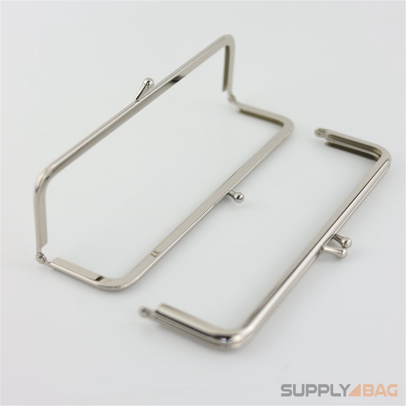 7 x 2 inch - Teardrop Clasp - Silver Metal Purse Frame