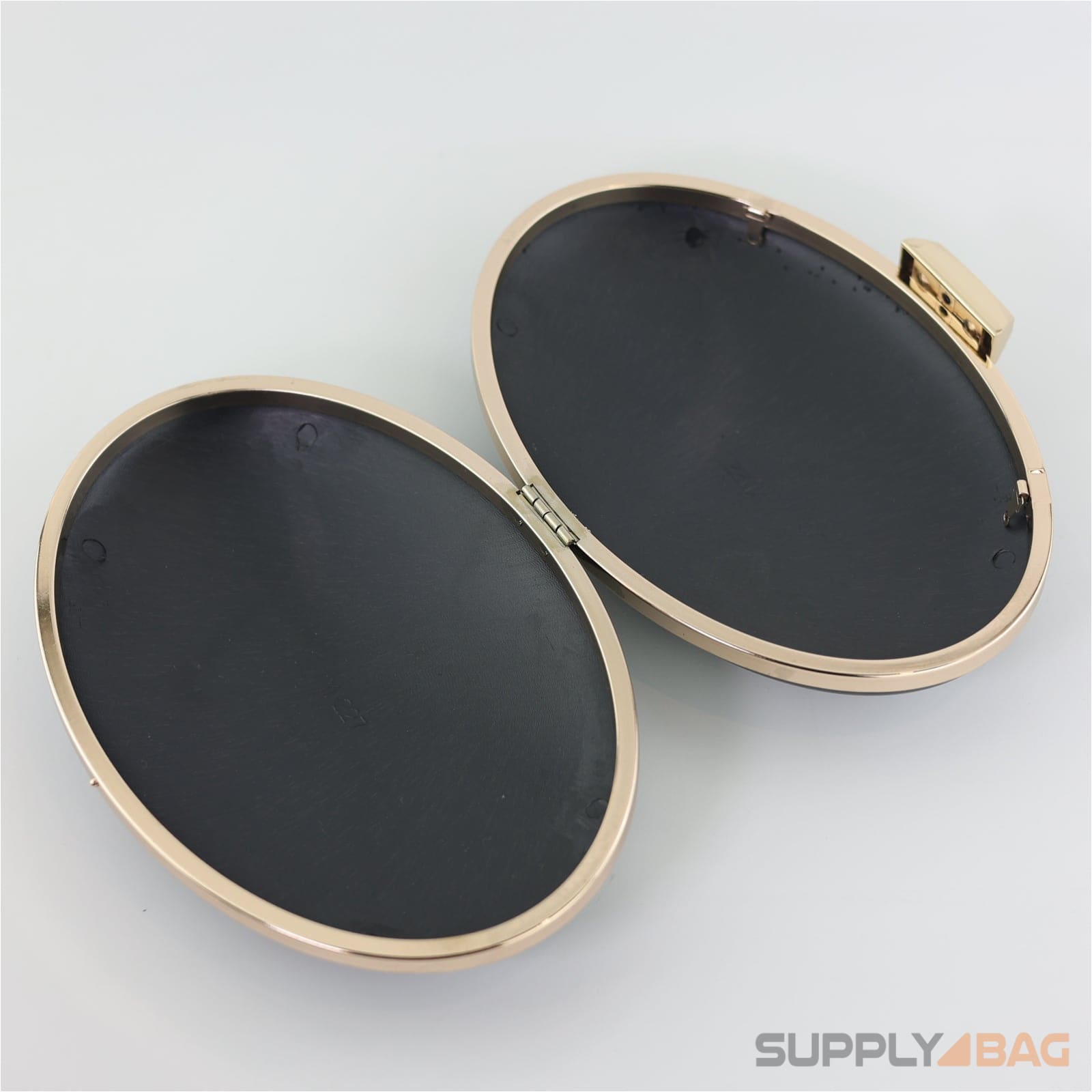 8 1/2 x 6 inch - gold oval clamshell clutch frame with covers