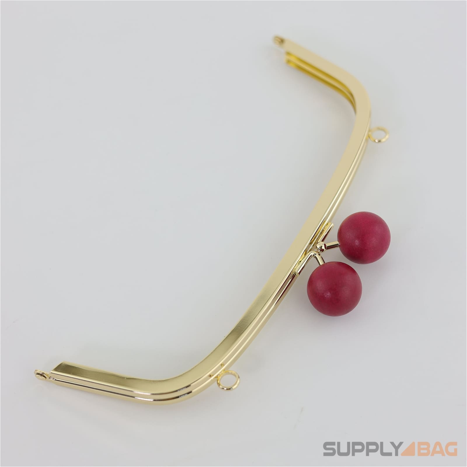 8.5 x 3 inch - kisslock clasp (red) gold metal purse frame with o