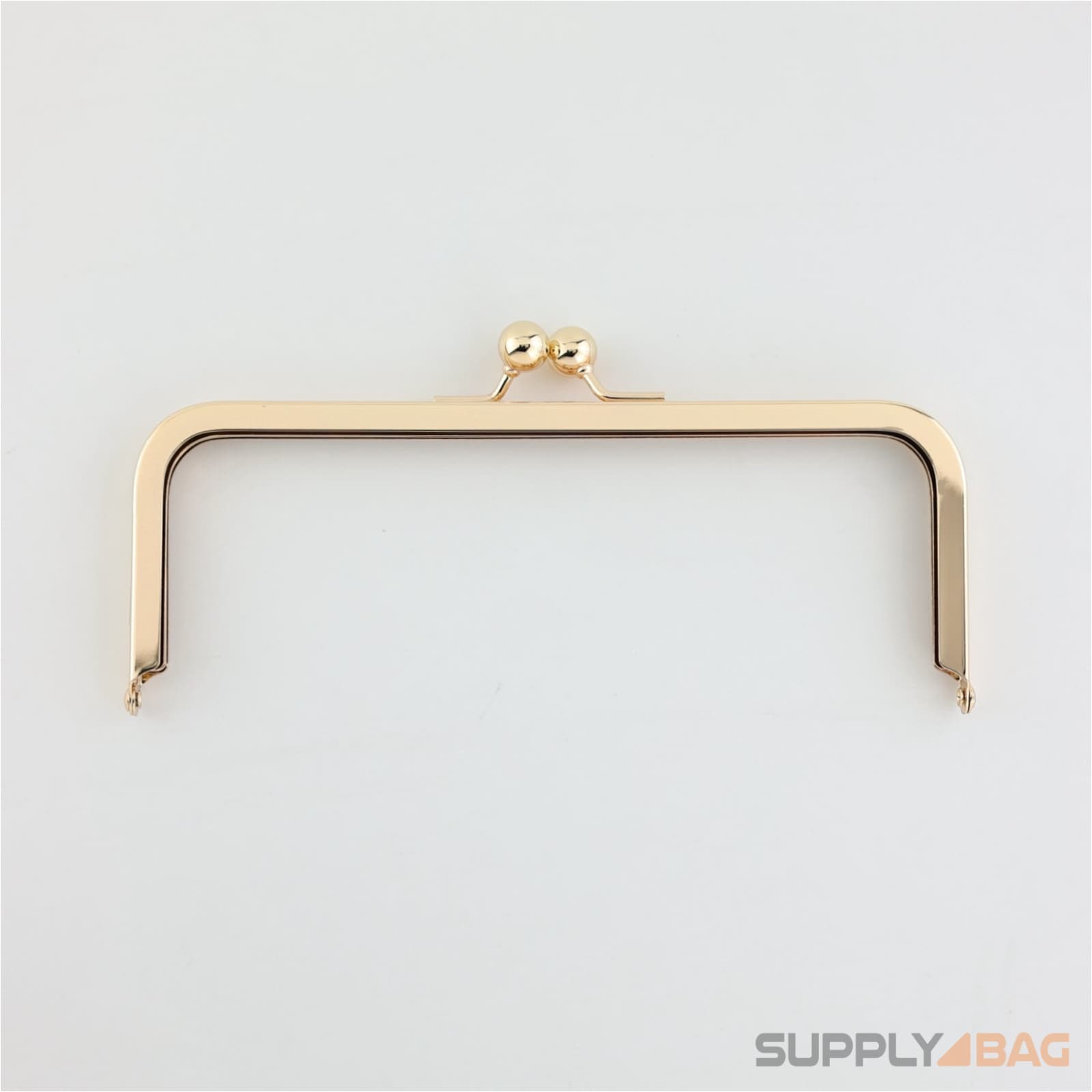 8 x 3 inch - kisslock ball clasp - gold metal purse frame