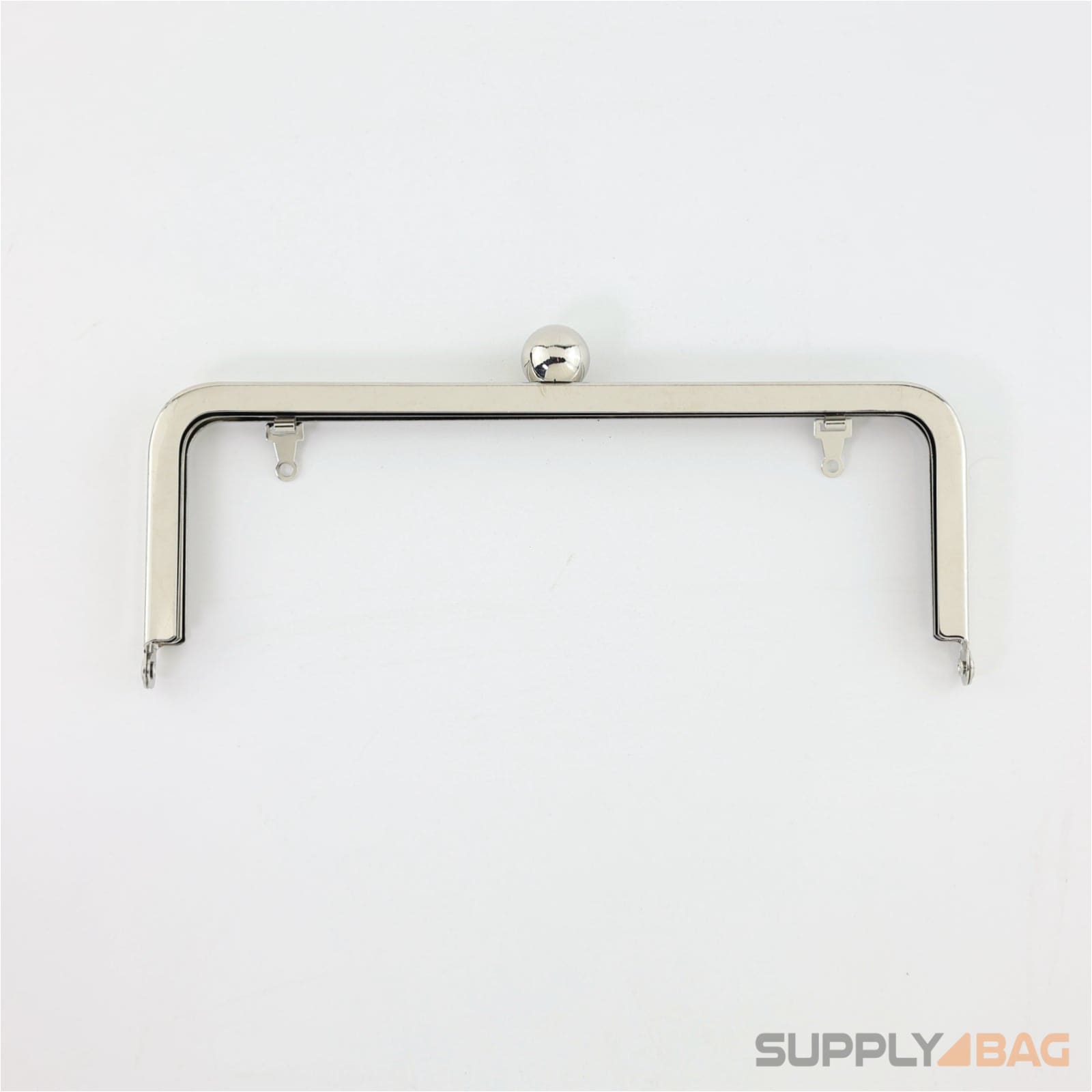 8 x 3 inch - single ball clasp - silver metal purse frame with chain