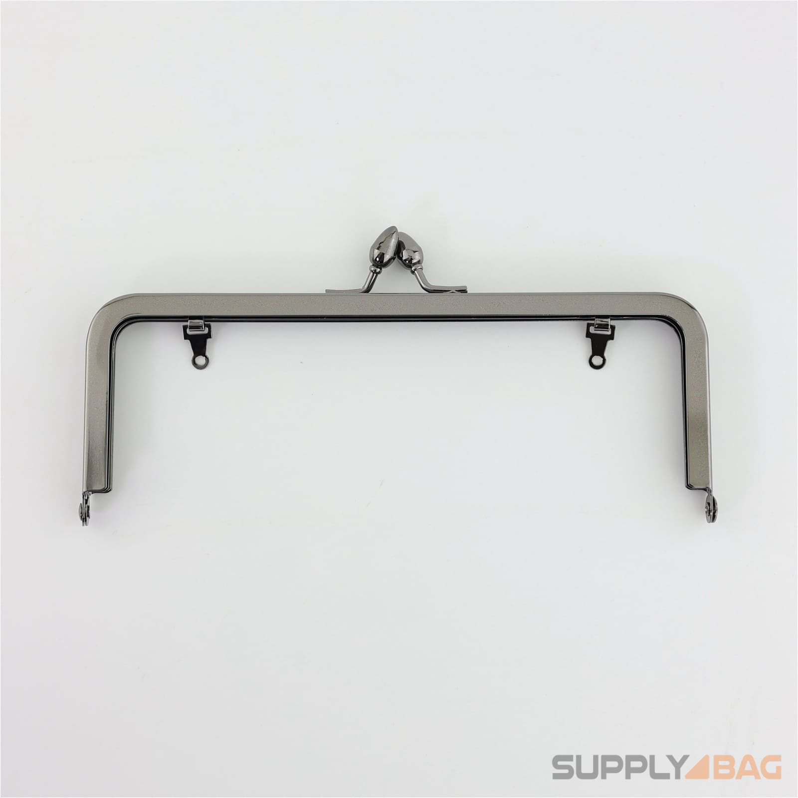 8 x 3 inch - teardrop clasp gunmetal metal purse frame with chain