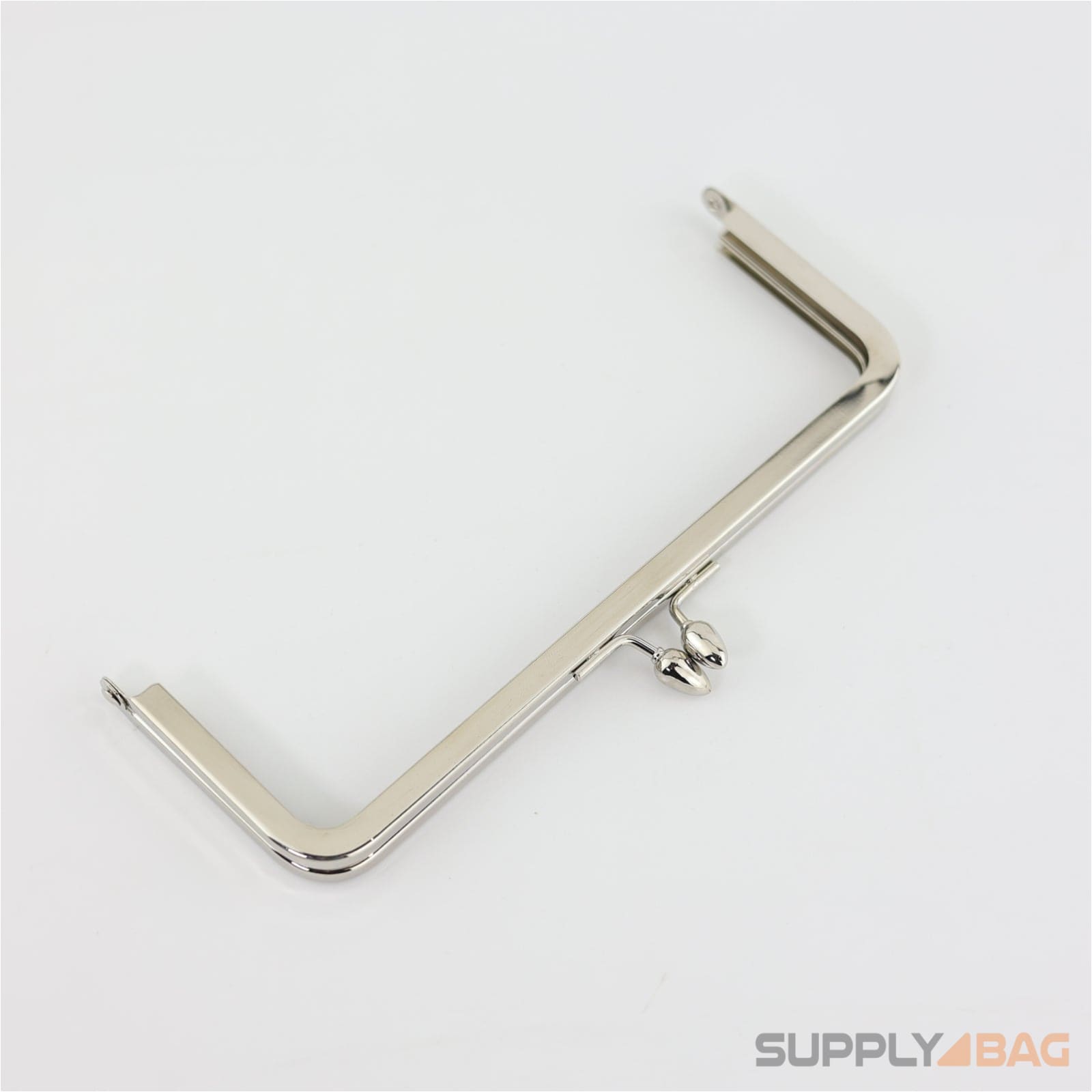 8 x 3 inch - teardrop clasp - silver metal purse frame