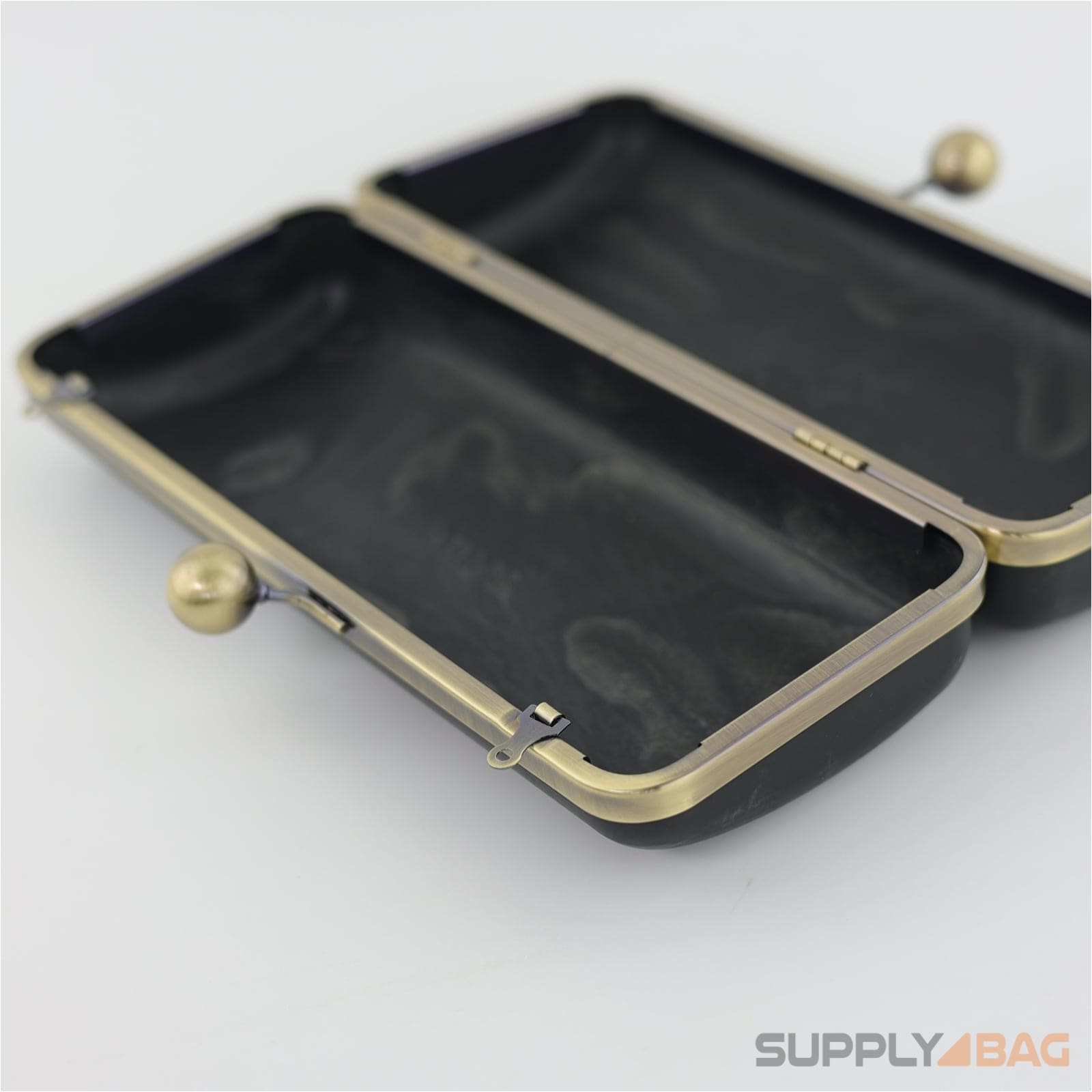 9.5 x 4 inch - Antique Brass Large Clamshell Clutch Frame