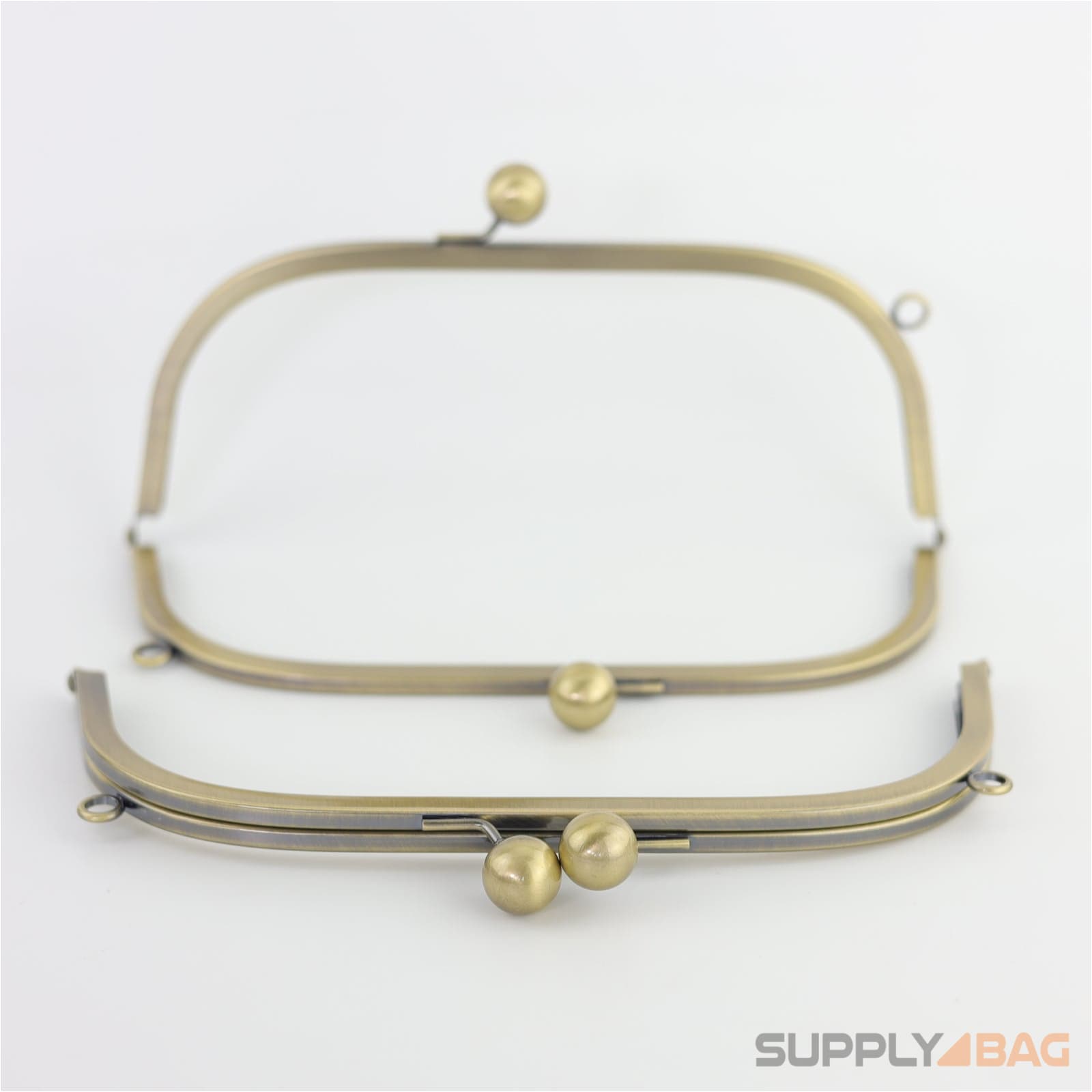 10 x 4 inch - ball clasp - antique brass arch shape metal purse frame