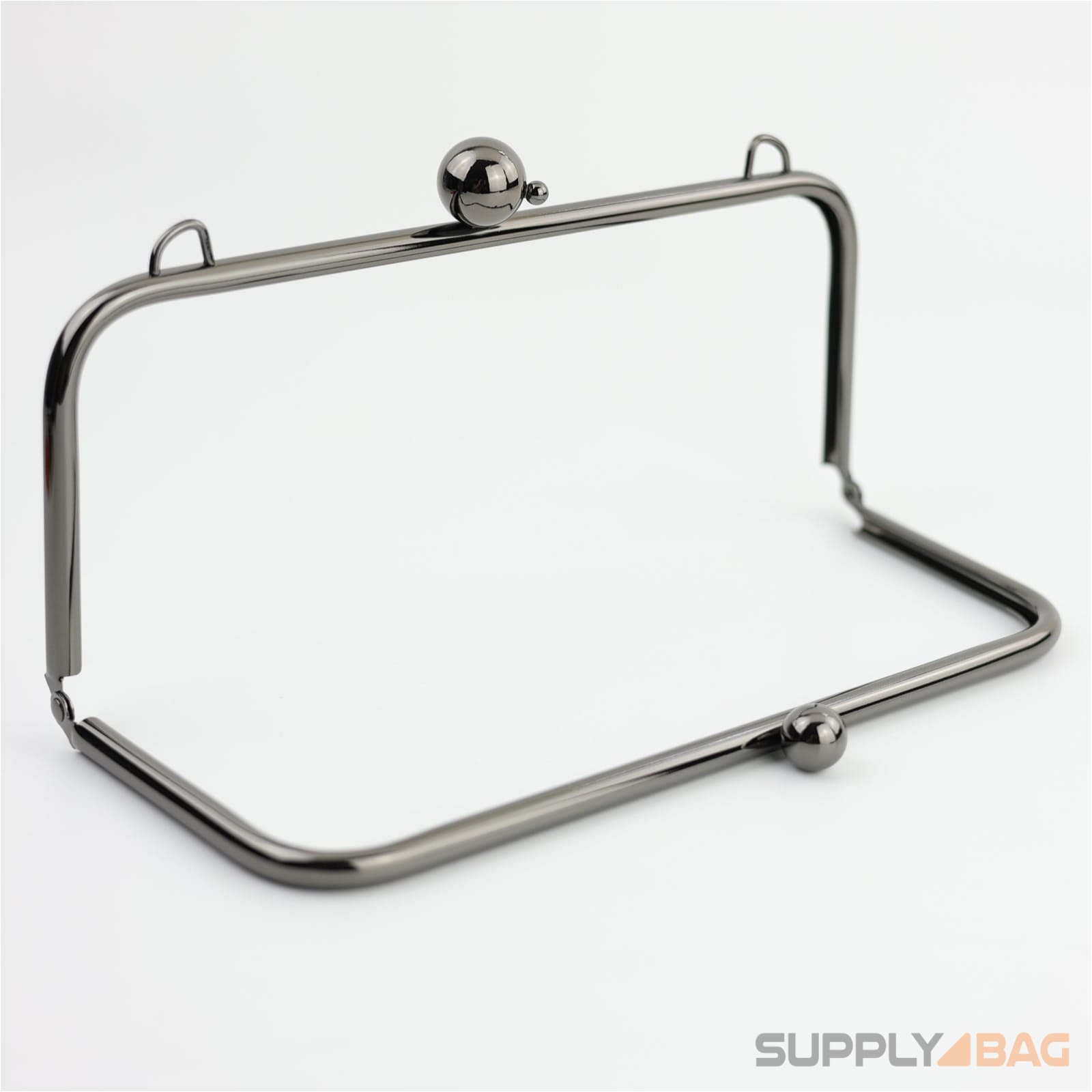 10 x 4 inch Large Gunmetal Clutch Frame with Chain Loops Atop