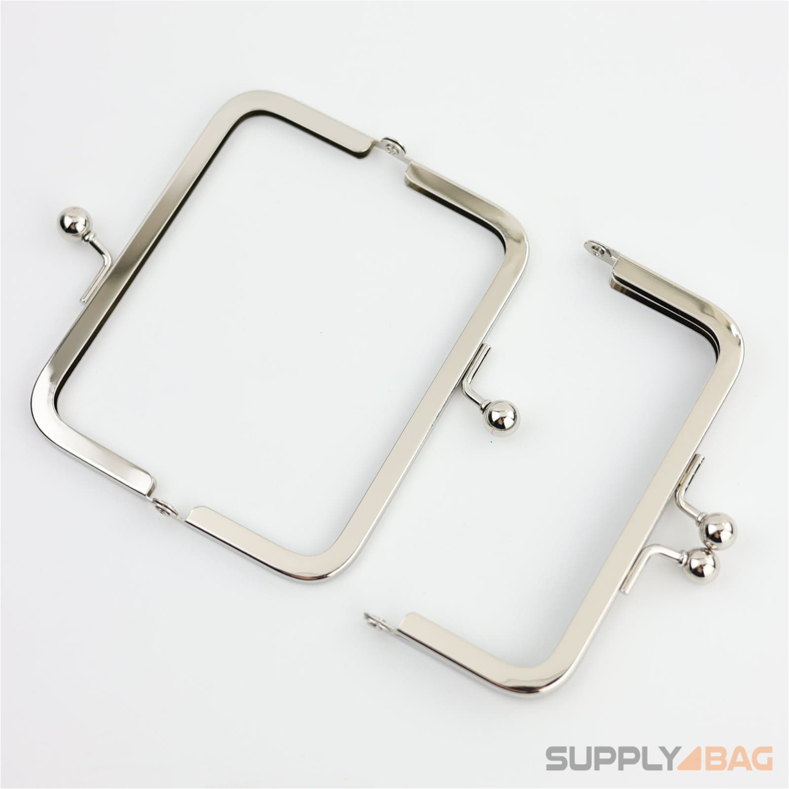 4.5 x 2 inch Silver Kisslock Metal Purse Frame
