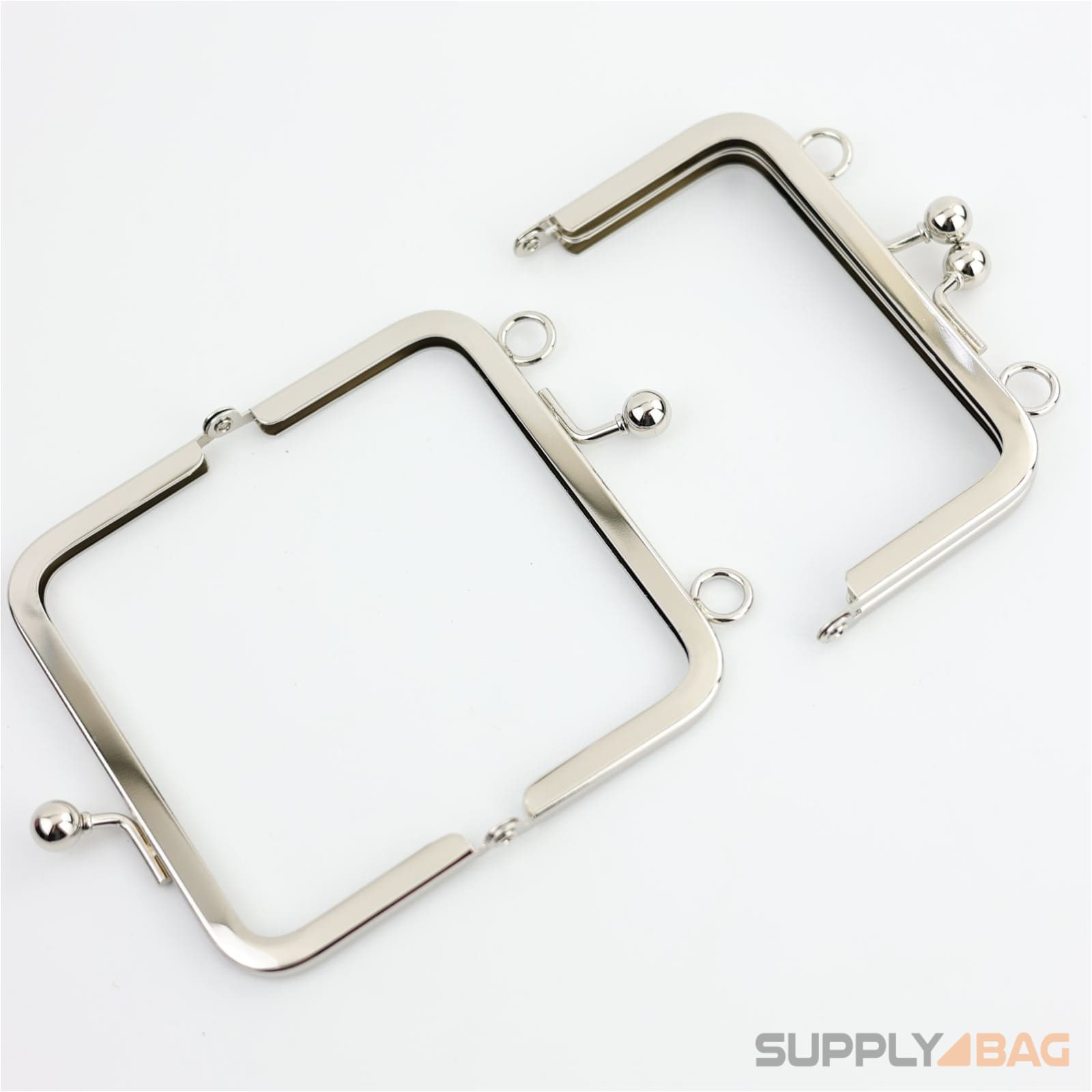 4 x 2 1/4 inch - Silver Metal Coin Purse Frame with O Rings