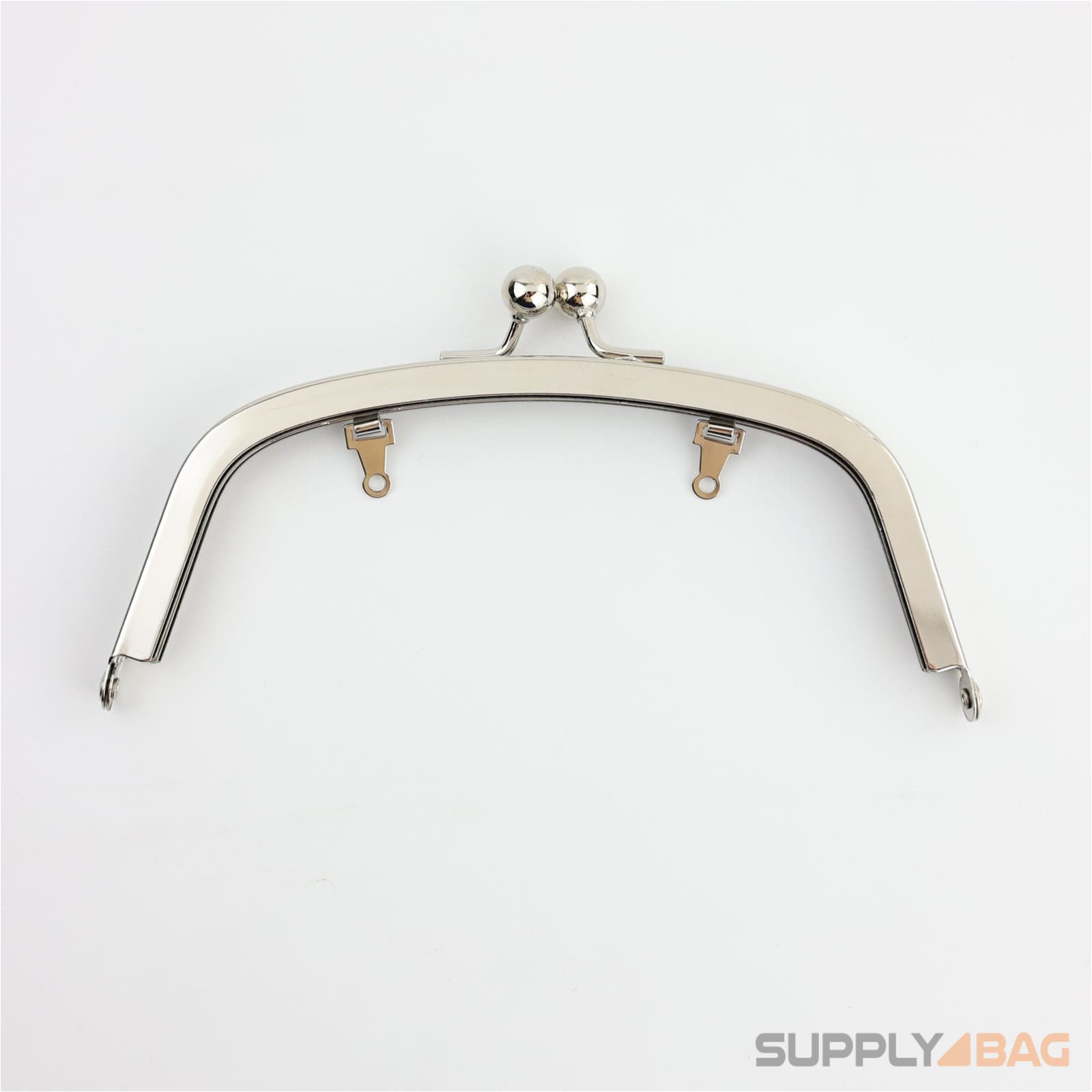 6.5 inch Arched Shape Silver Metal Purse Frame with Chain Loops