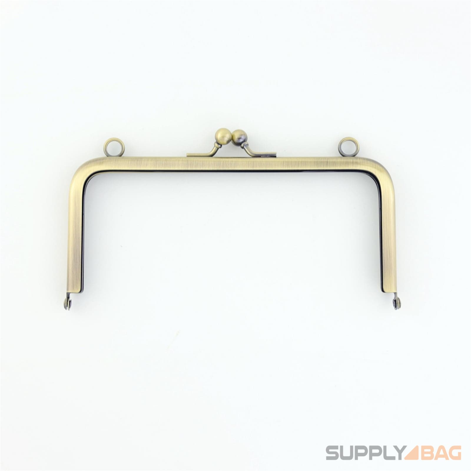 6 x 2 3/4 inch - kisslock clasp - antique brass metal purse frame