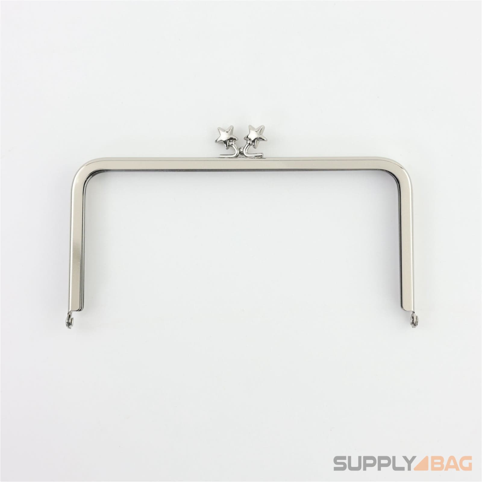 6 x 3 inch - star clasp - silver metal purse frame