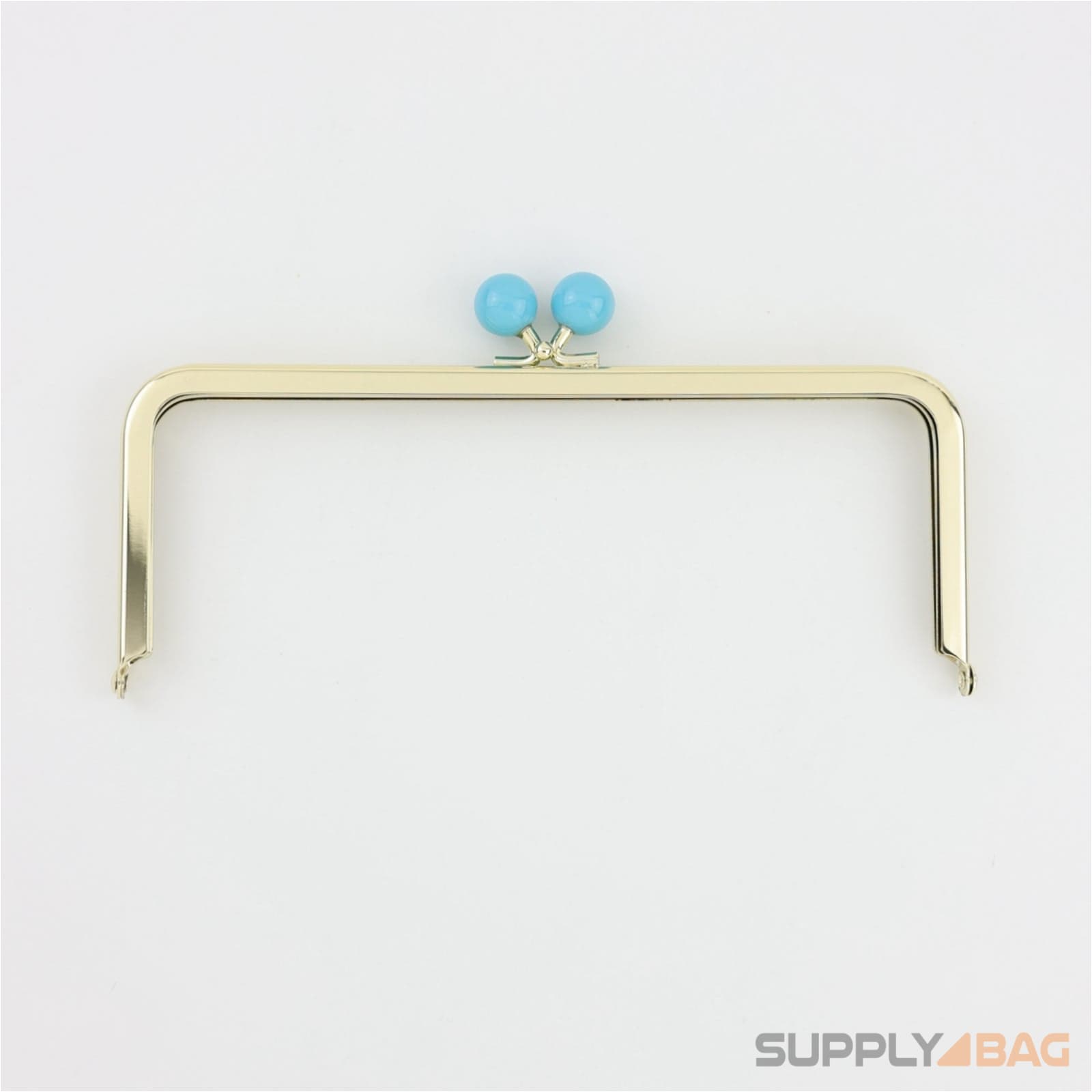 7 1/4 x 2 3/4 inch - Blue Acrylic Clasp Light Gold Metal Purse Frame