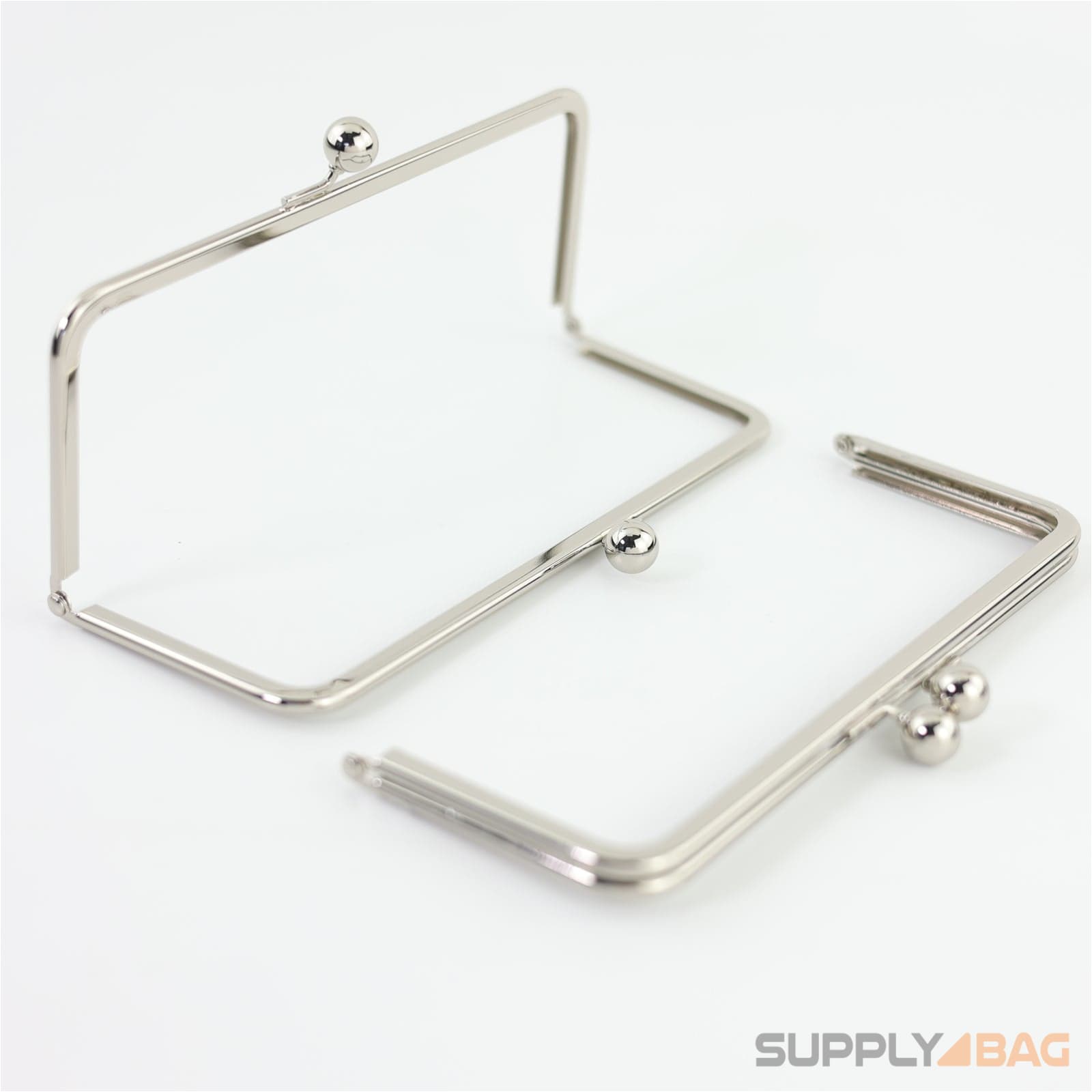 7 3/4 x 3 inch - Kisslock Clasp - Silver Metal Purse Frame