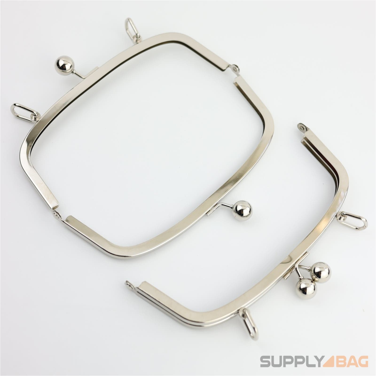 7 3/4 x 3 inch - Silver Arch Shape Metal Purse Frame with D Rings on Top
