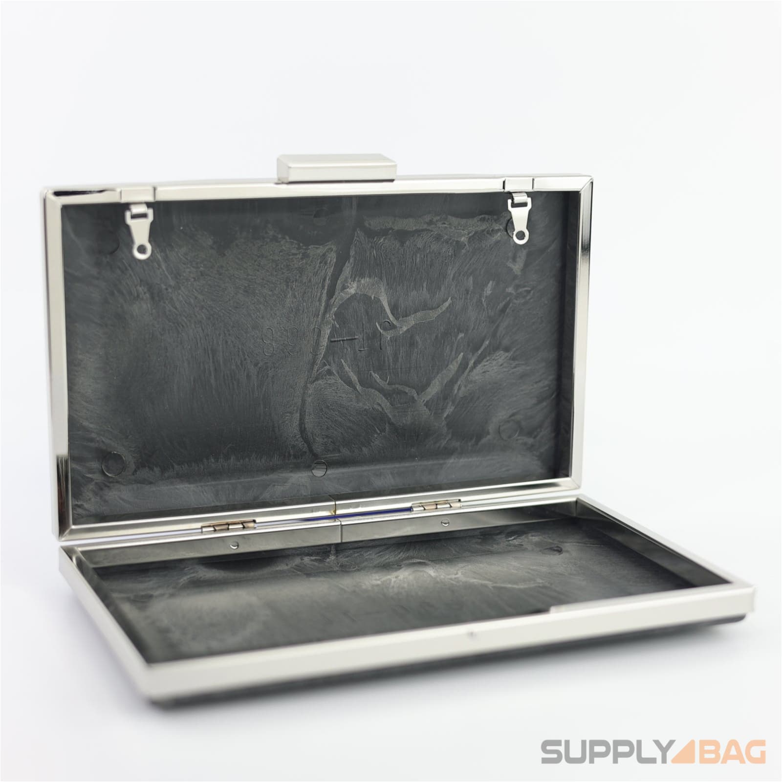 7 7/8 x 4 3/4 inch - silver clamshell clutch frame with covers