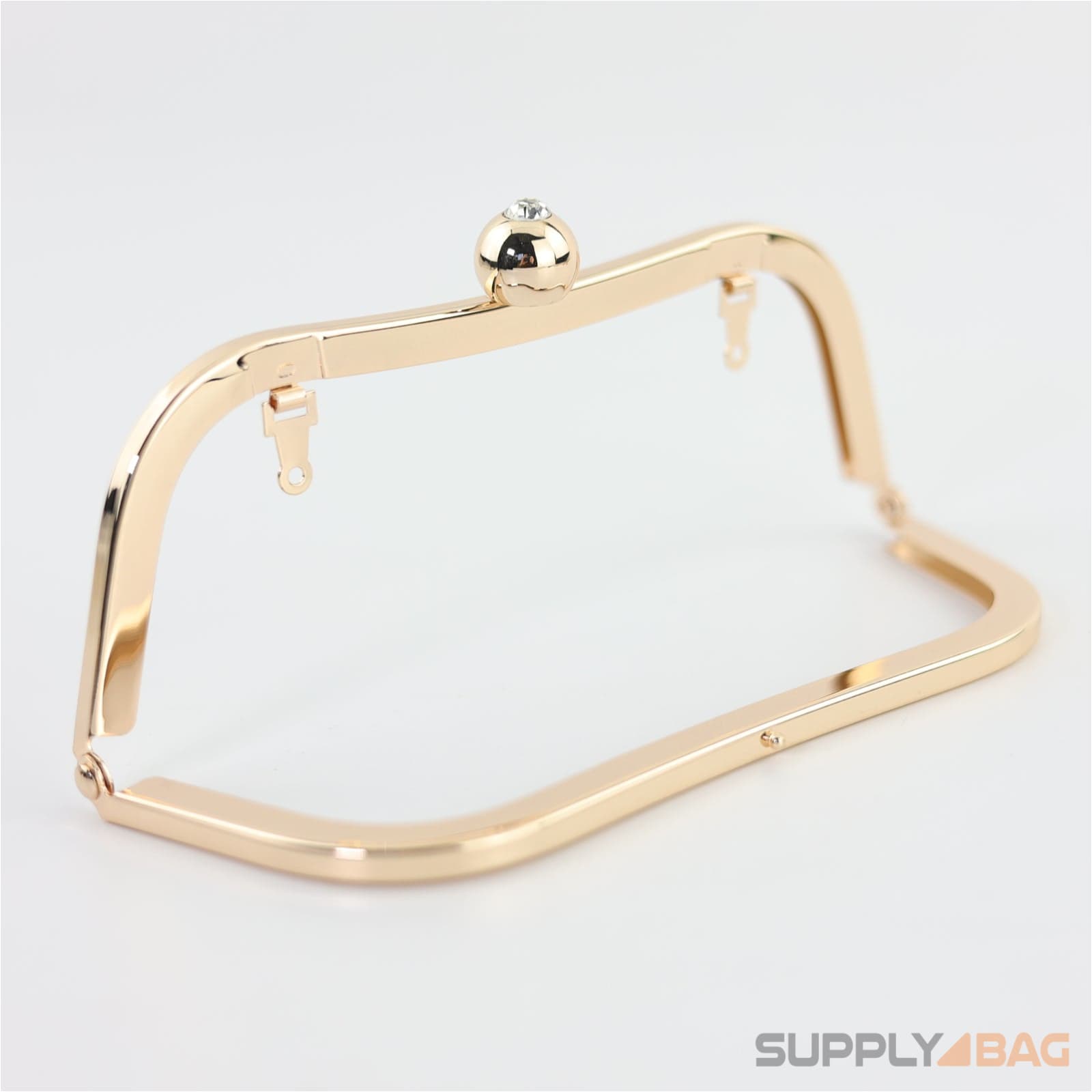 7 x 2 1/2 inch - single ball clasp - gold metal purse frame with chain
