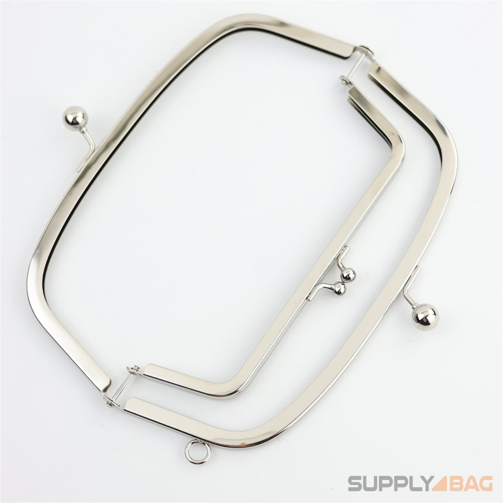 8.5 inch Silver Double Kisslock Metal Purse Frame with O Ring