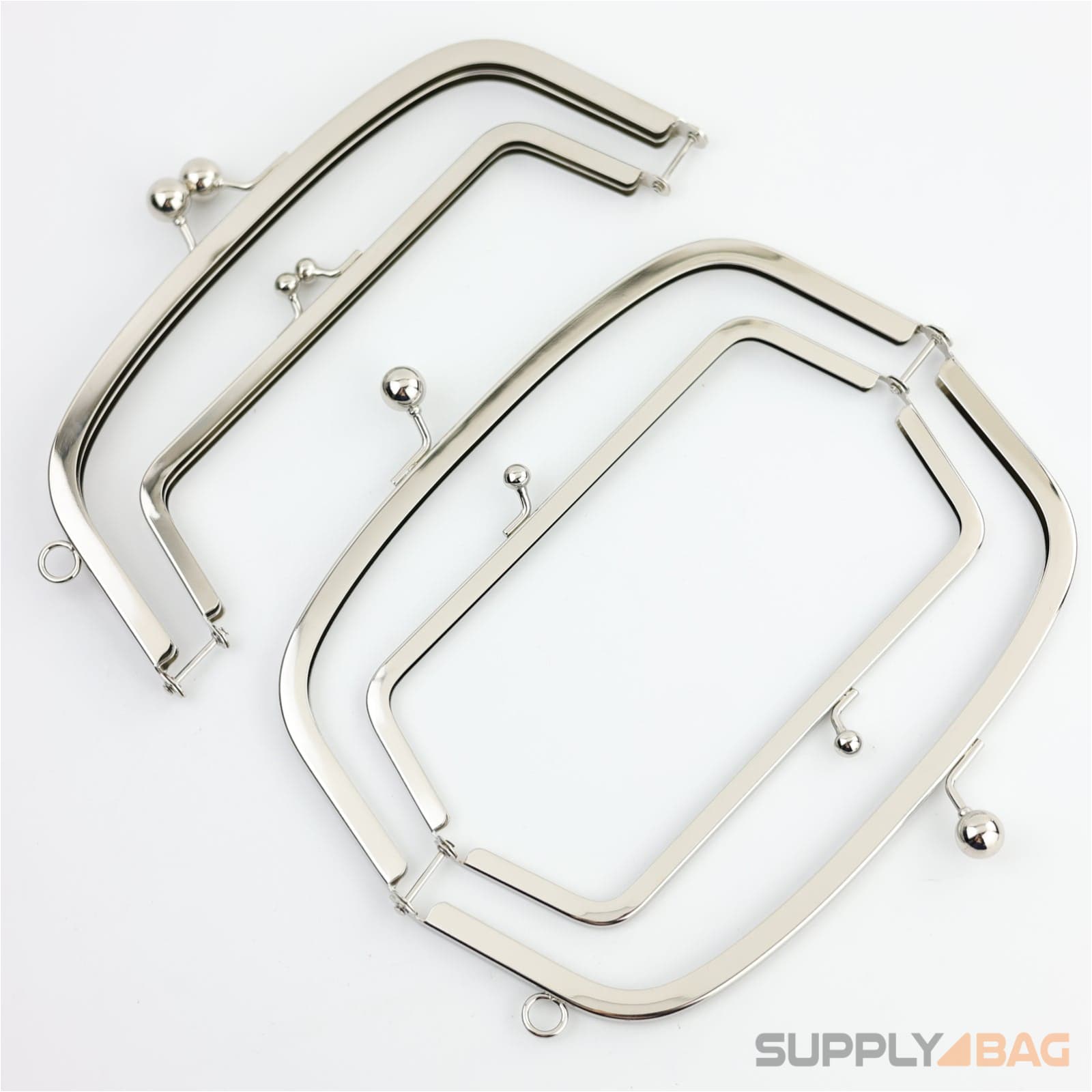 8.5 inch Silver Double Kisslock Metal Purse Frame with O Ring