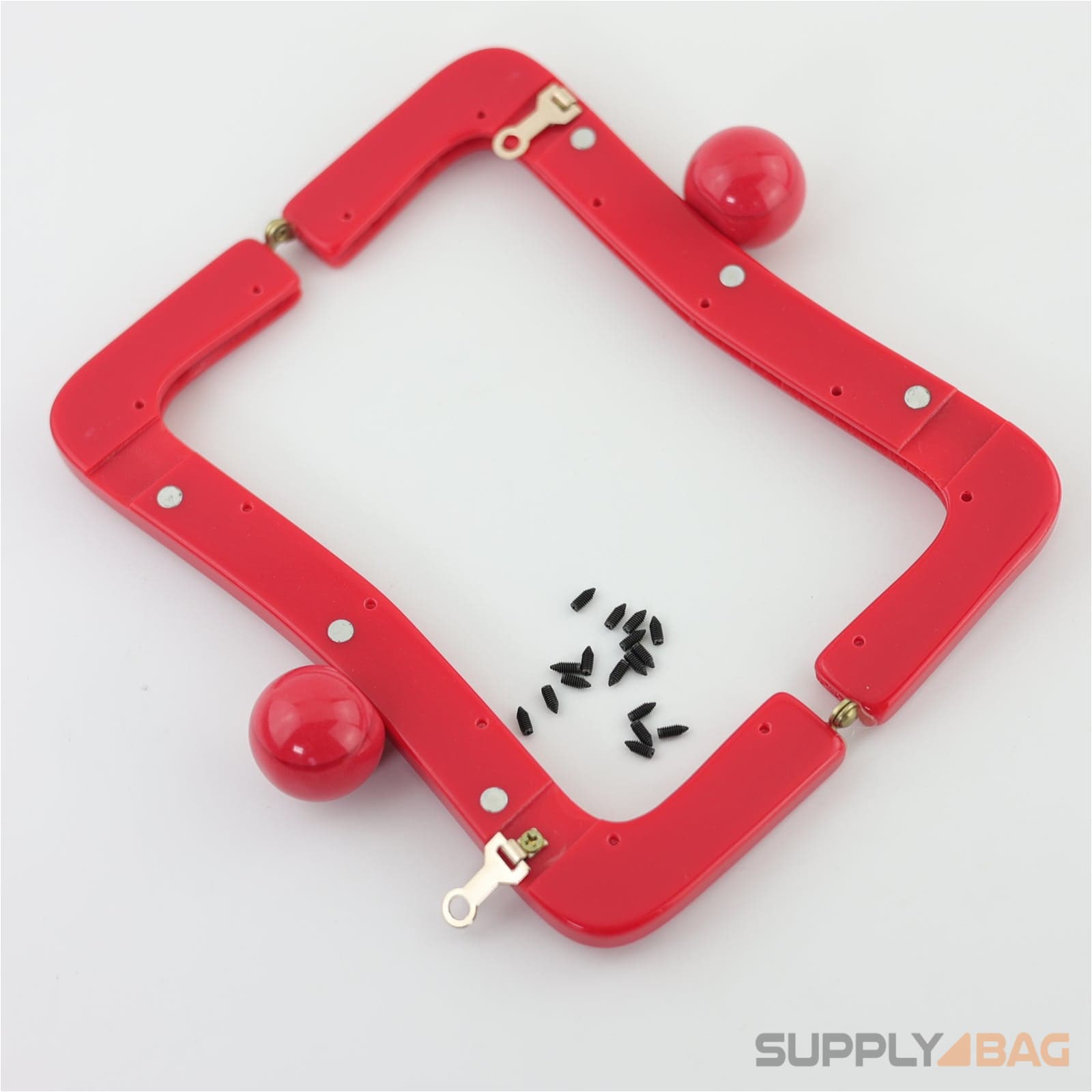 8 x 3 1/4 inch - red acrylic purse frame with chain loops