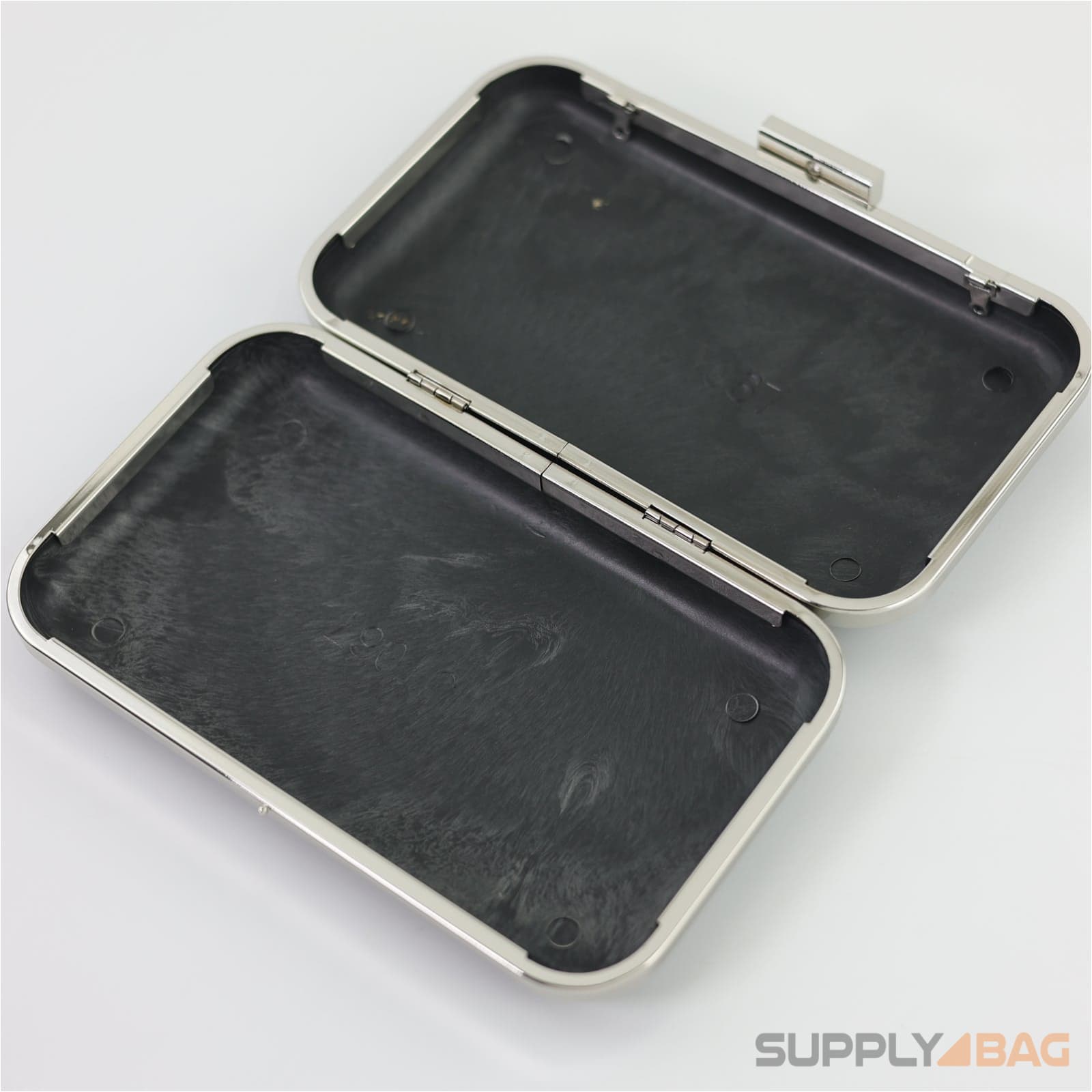 8 x 4 3/4 inch - silver clamshell clutch frame with covers